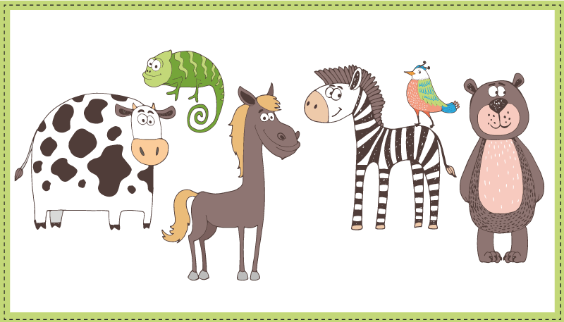 Vinylteppich Tiere Süße tiere zeichnen - TenStickers