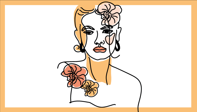 Vinyl Teppich modern stilvolles blumenporträt - TenStickers