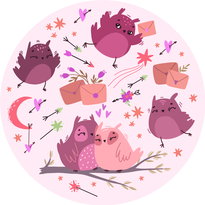 Vinyl Teppich Kinderzimmer lila eulen - TenStickers