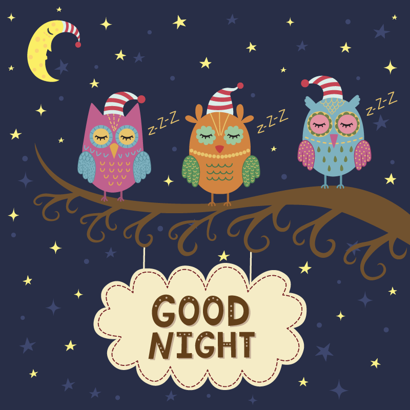 Vinyl Teppich Tiere schläfriges eulentrio - TenStickers