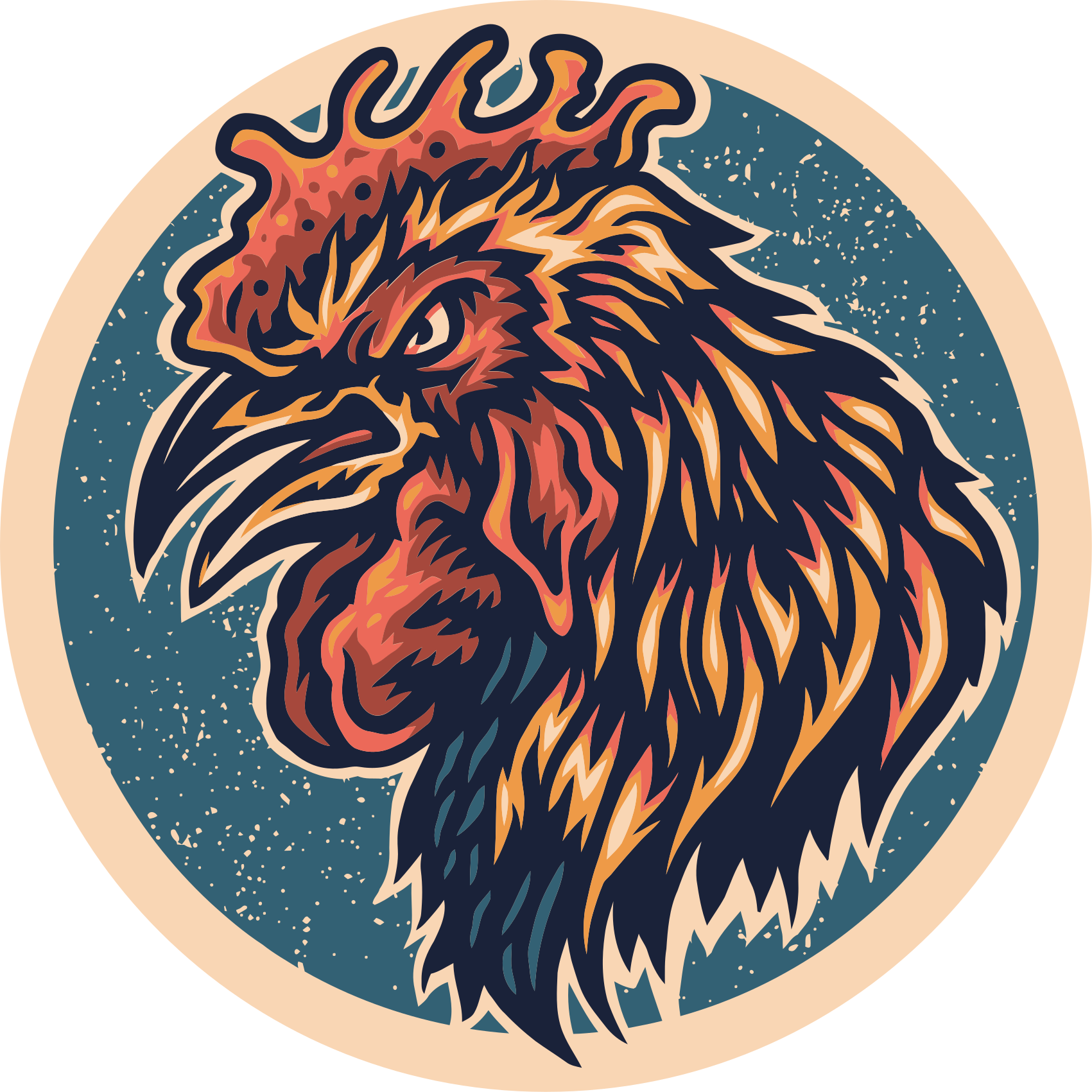 Vinyl Teppich Jugendzimmer hahnenkopfillustration - TenStickers