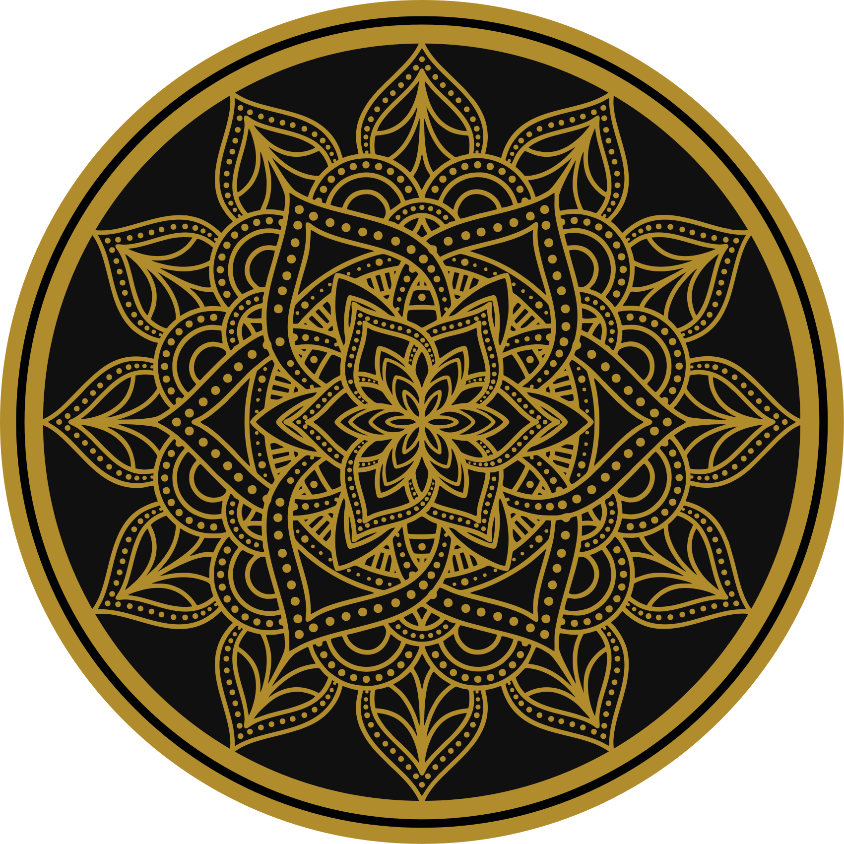 Vinylteppich Mandala Goldene sonnenform - TenStickers