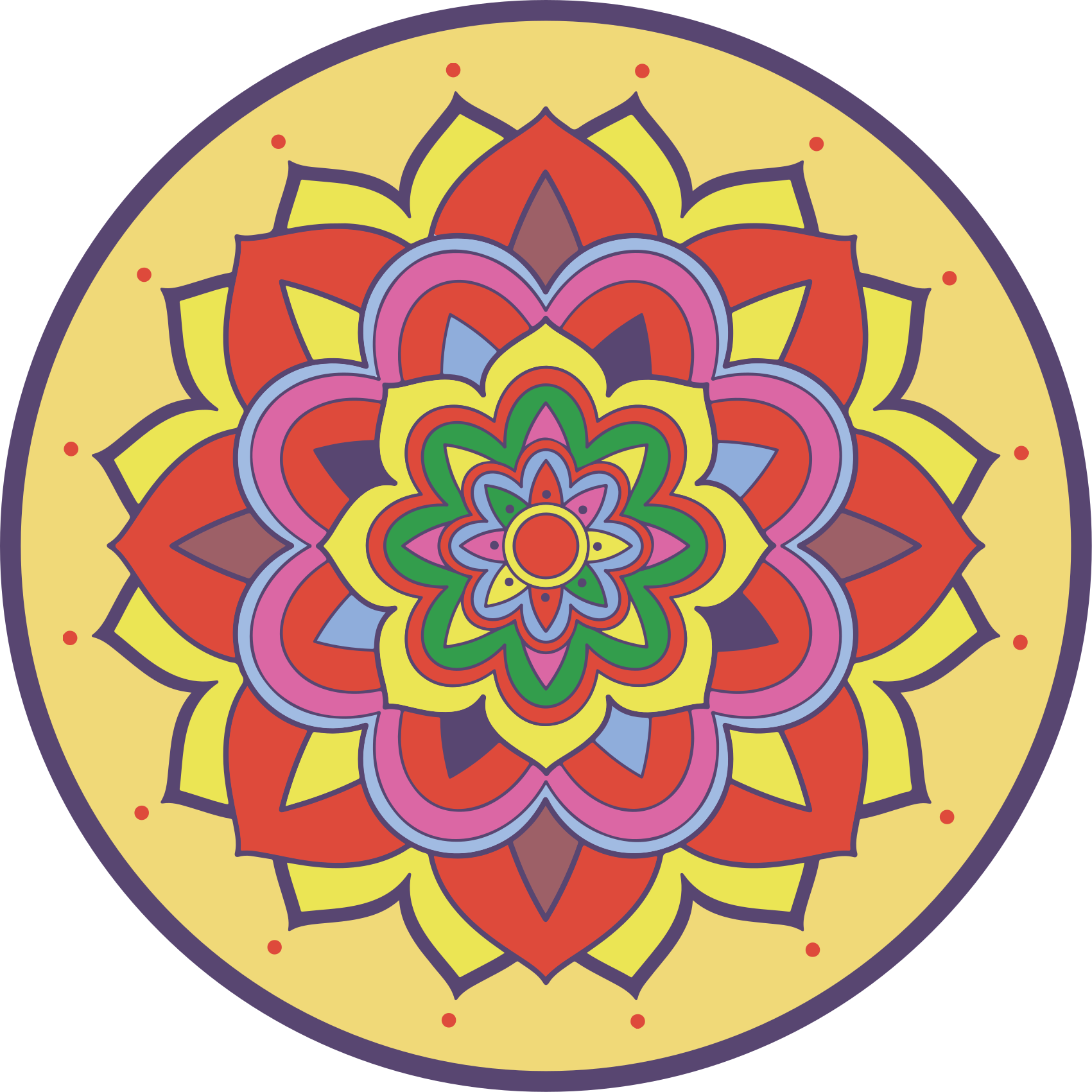 Vinyl Teppich Mandala bunte große blume - TenStickers