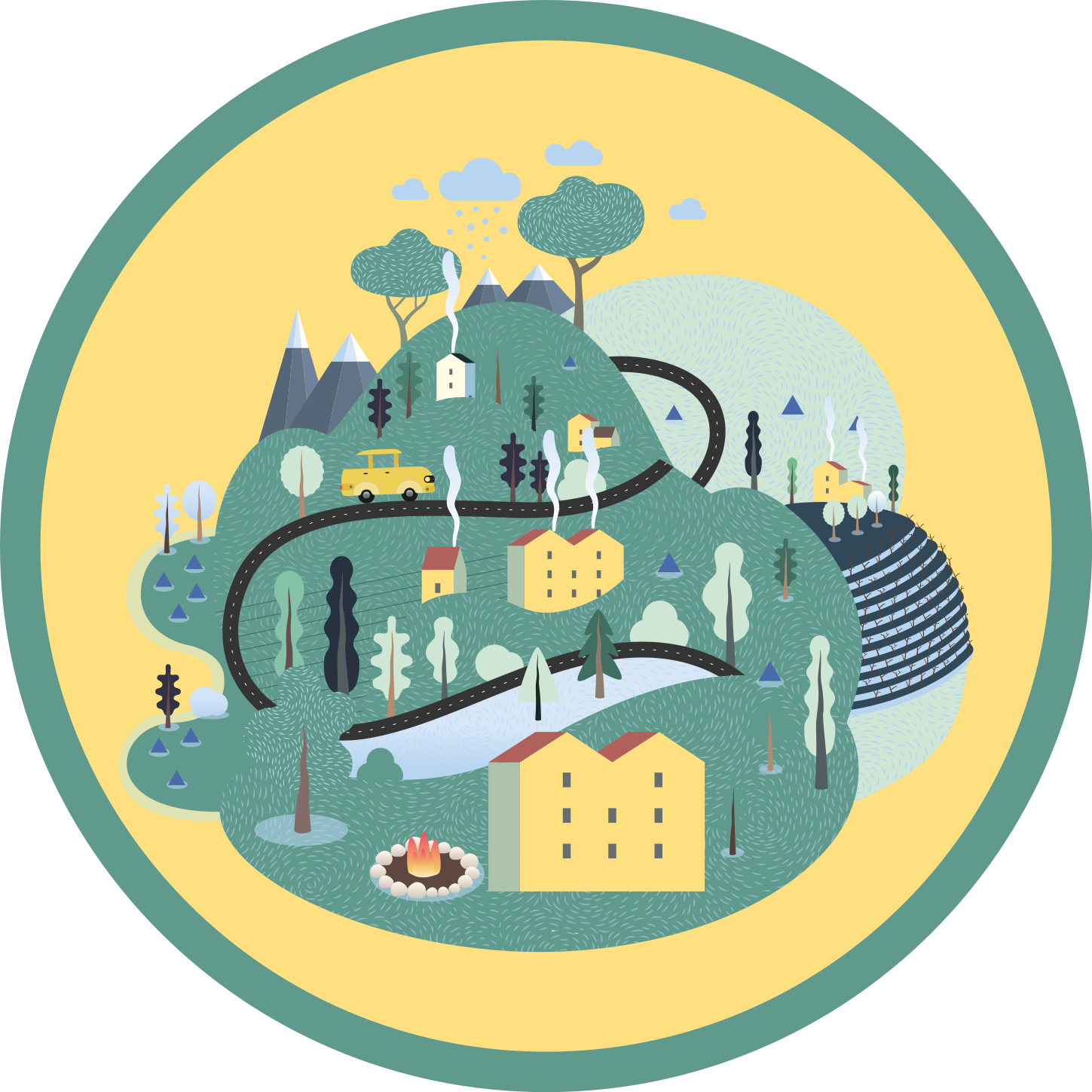 Vinyl Teppich Straßen spielerische landschaftsreise - TenStickers