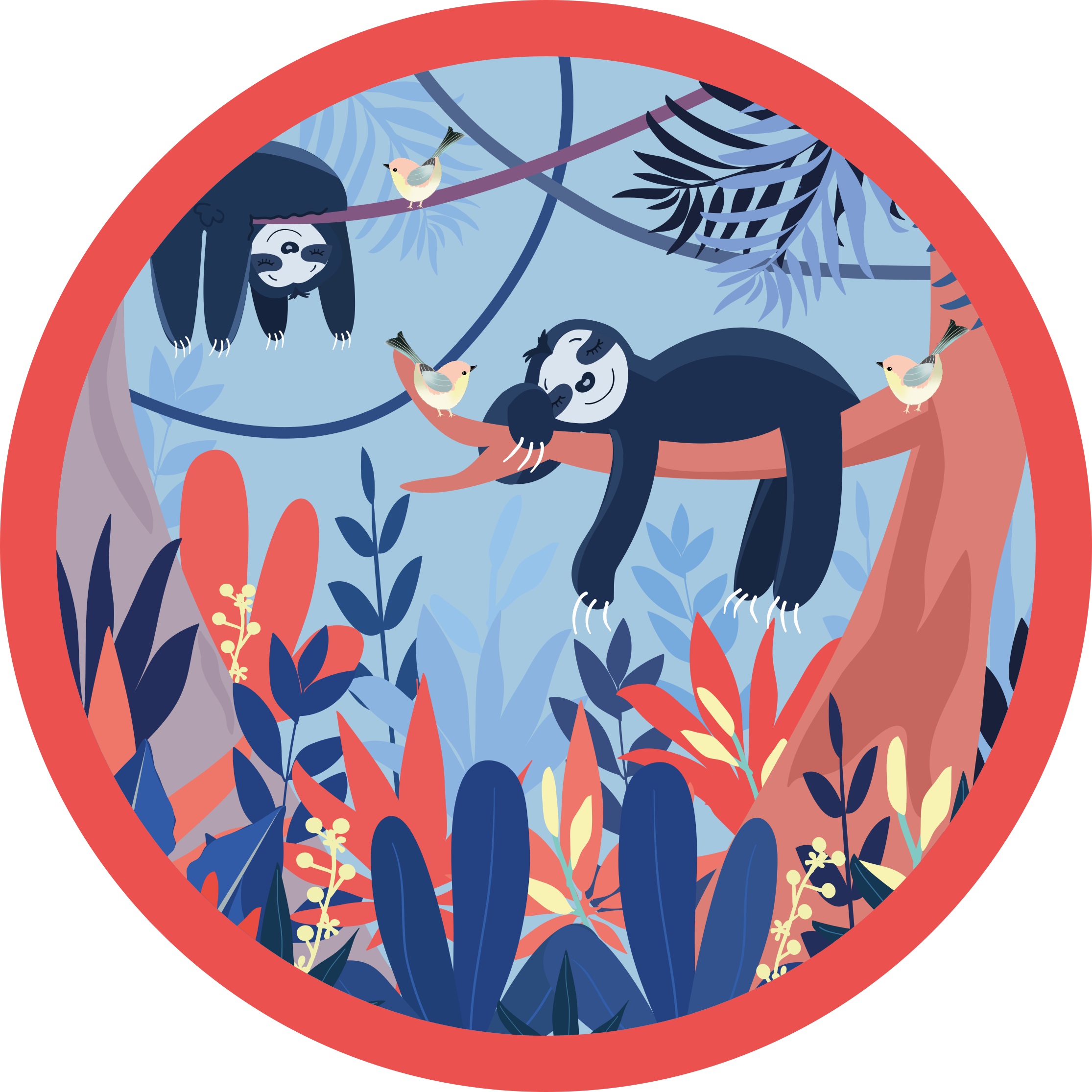 Vinyl Teppich Tiermuster faultier-dschungelszene - TenStickers