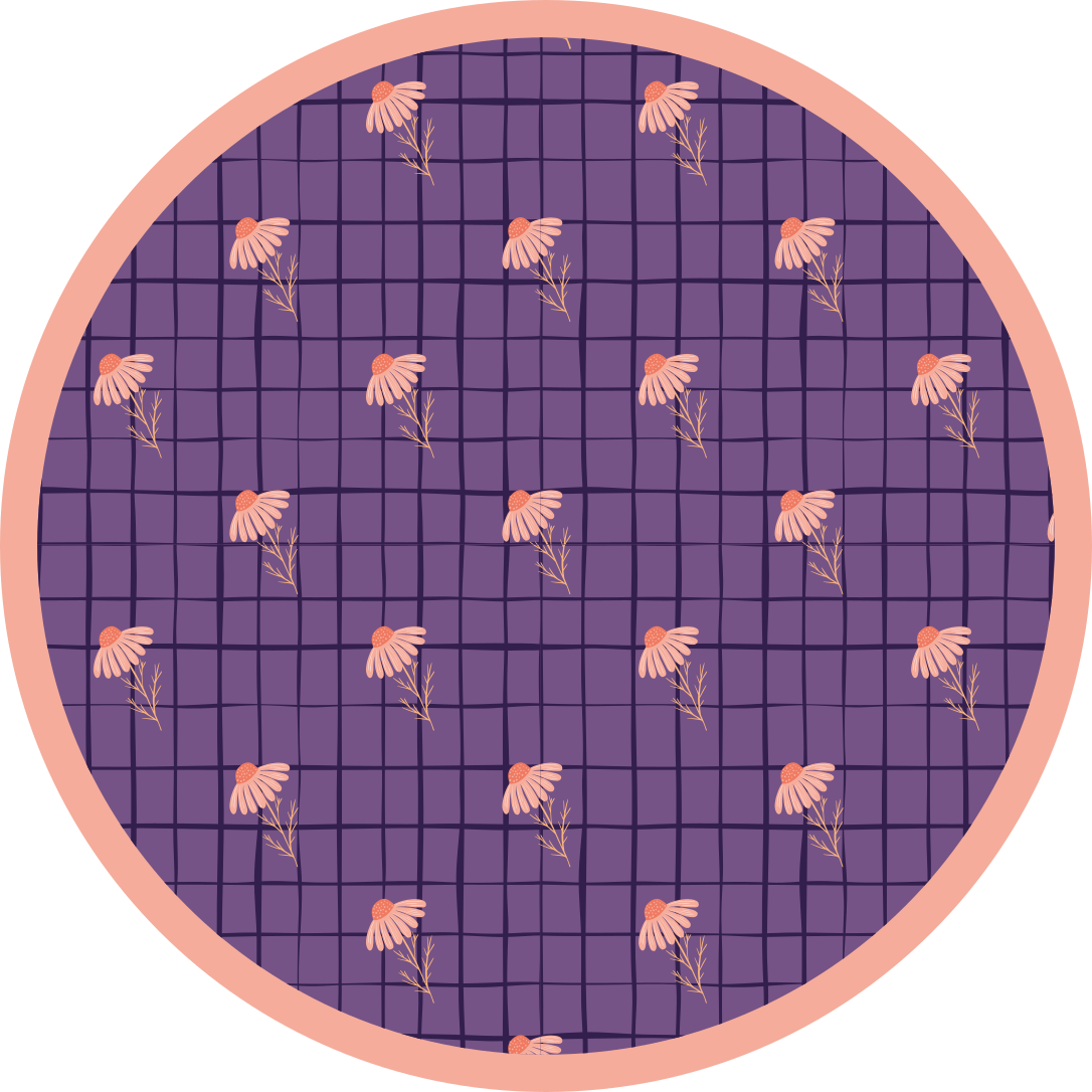 Vinylteppich Wohnzimmer Karomuster mit gänseblümchen - TenStickers