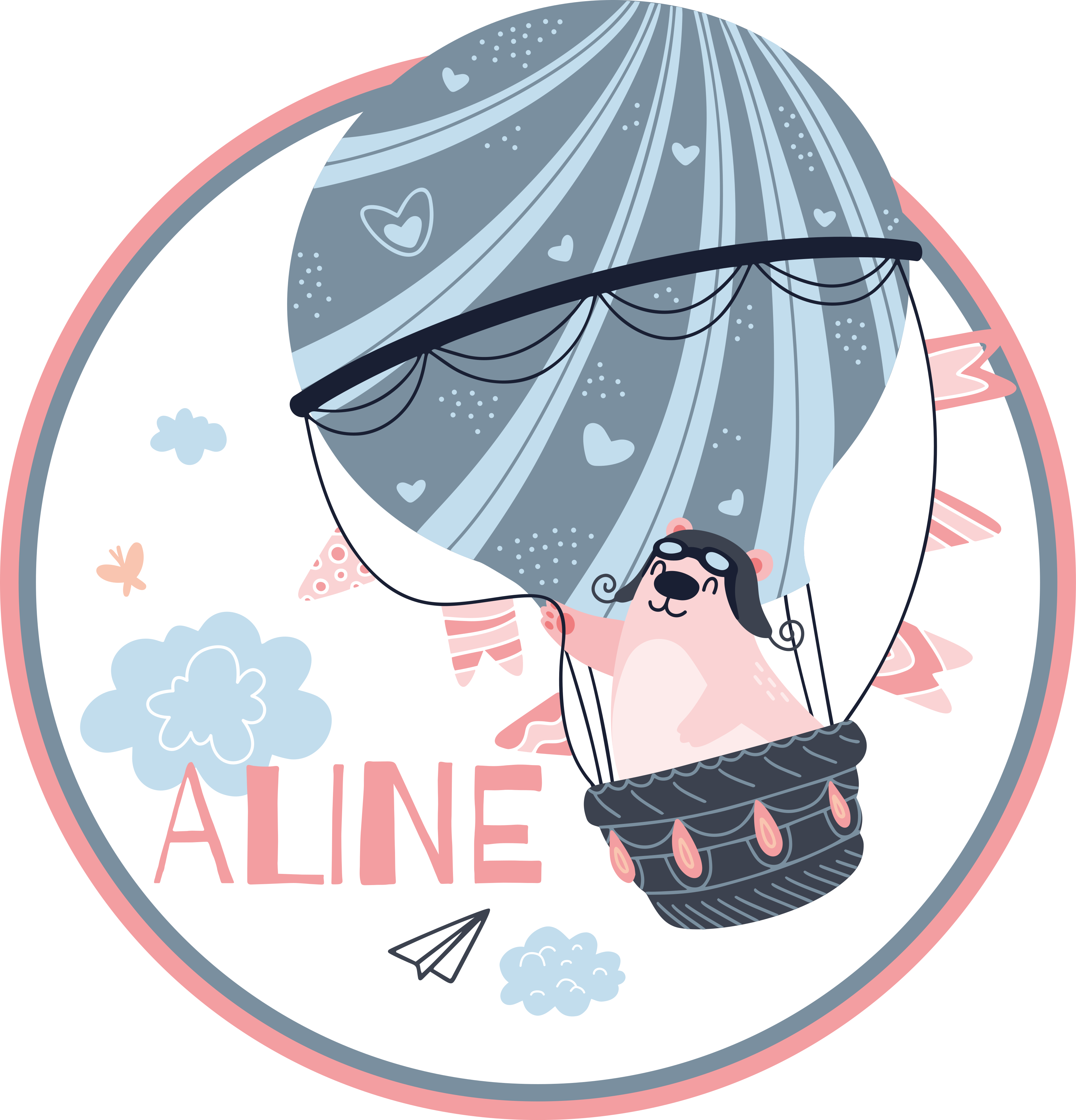 Vinyl Teppich mit Namen heißluftballon - TenStickers