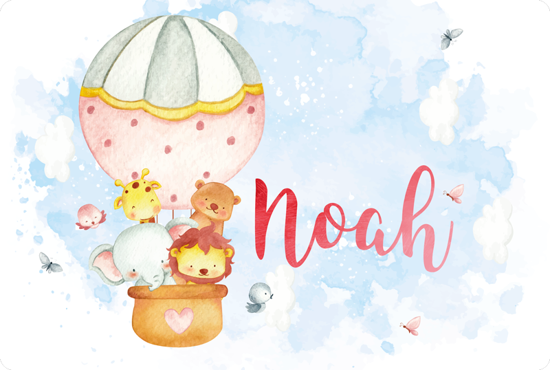 Vinyl Teppich Baby ballonabenteuer mit namen - TenStickers