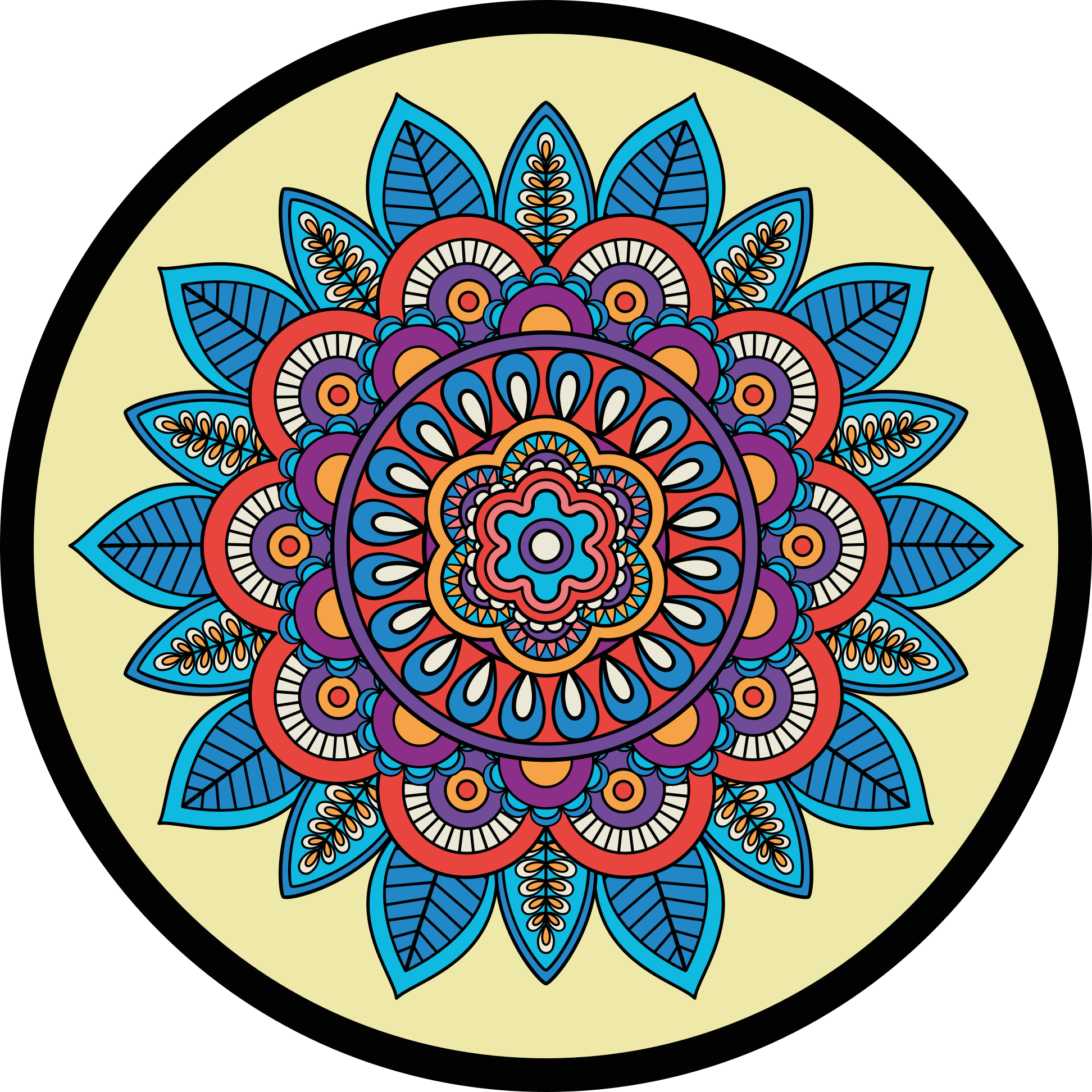Vinyl Teppich Mandala buntes kreisförmiges motiv - TenStickers