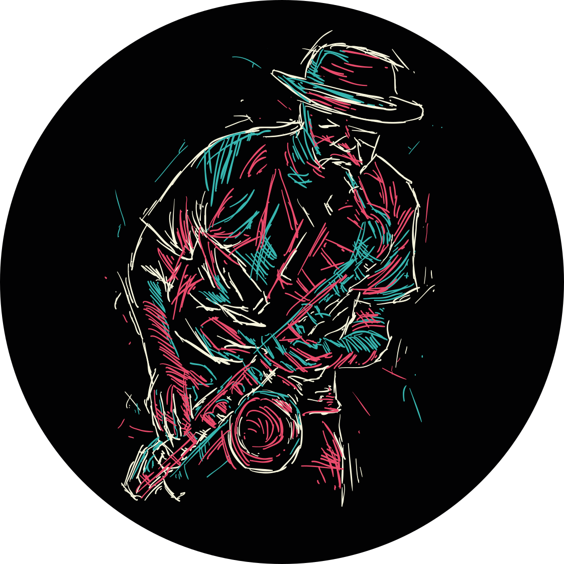 Vinyl Teppich rund auftritt eines jazzmusikers - TenStickers