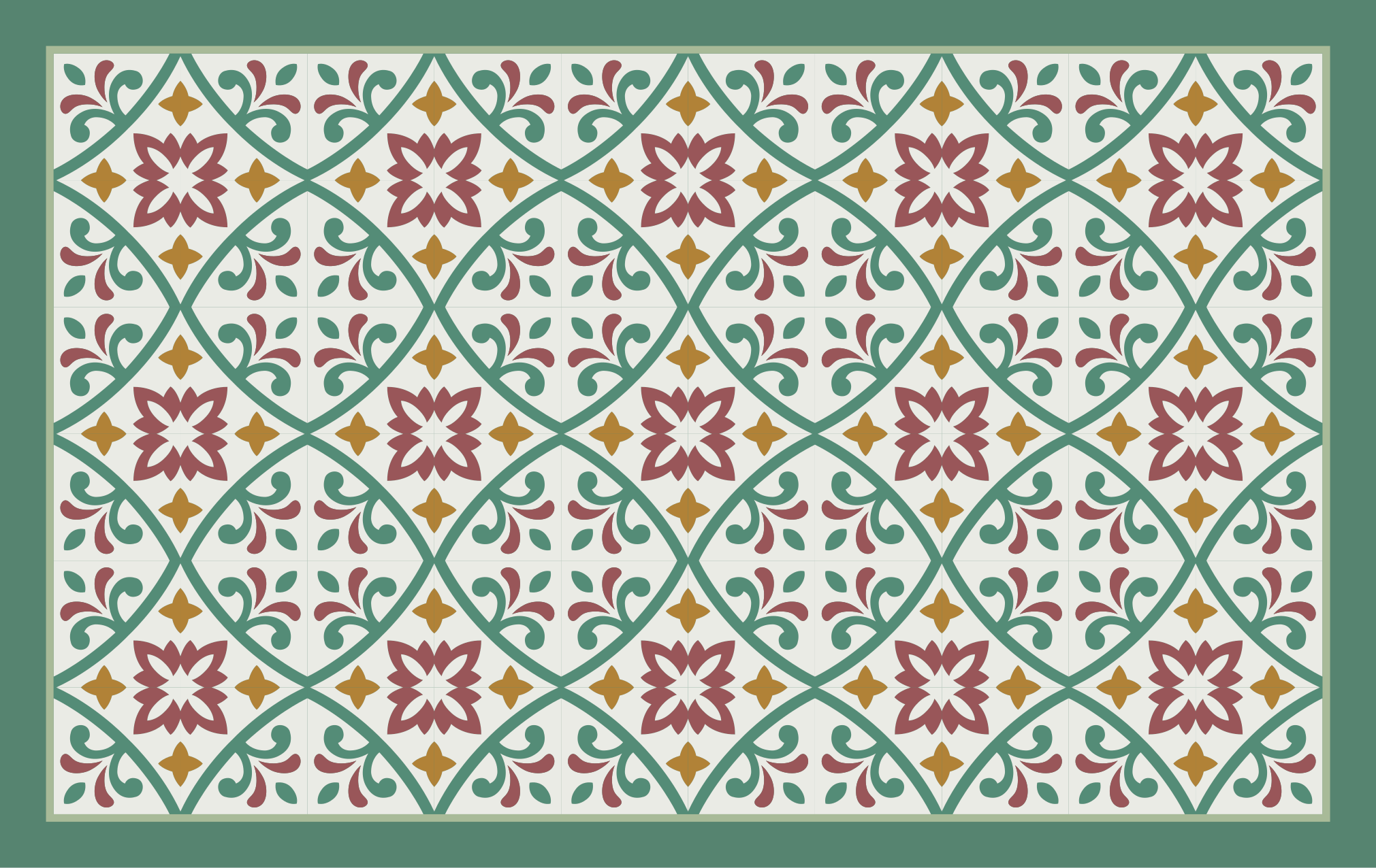 Vinyl Teppich Küche klassische Blume Gelb Rot Grün - TenStickers