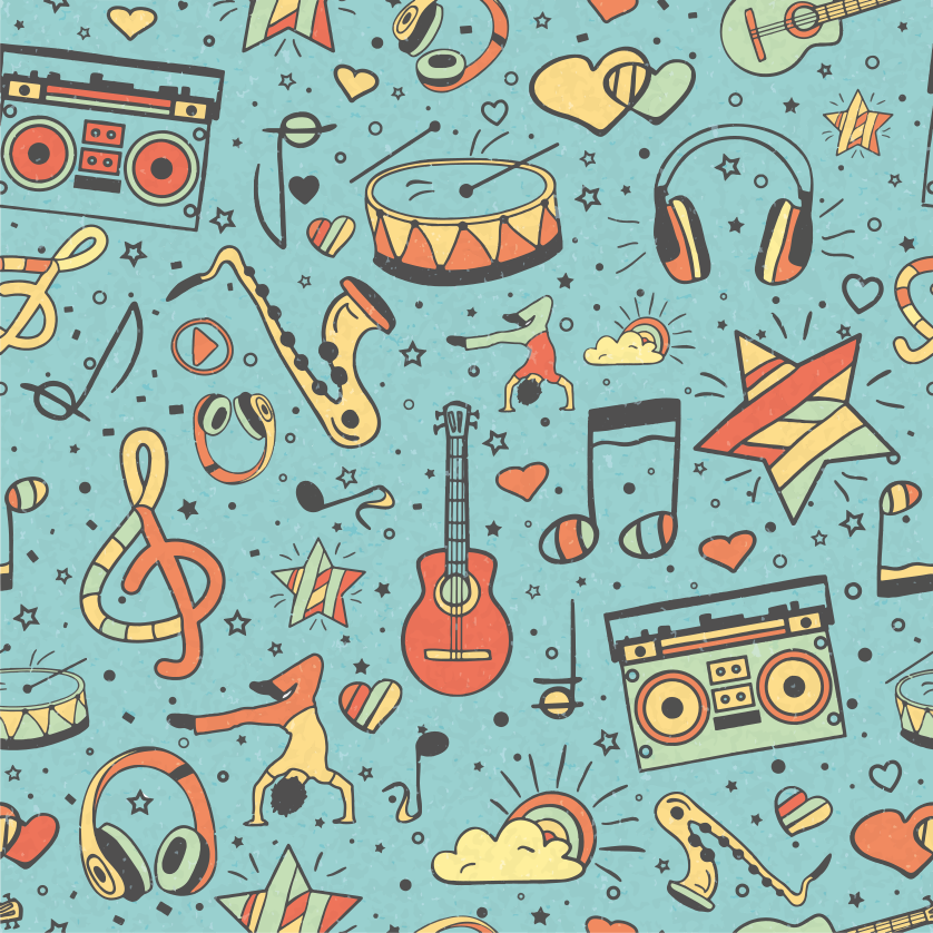 Vinyl Teppich kindlich musikalische symbole verspielt - TenStickers