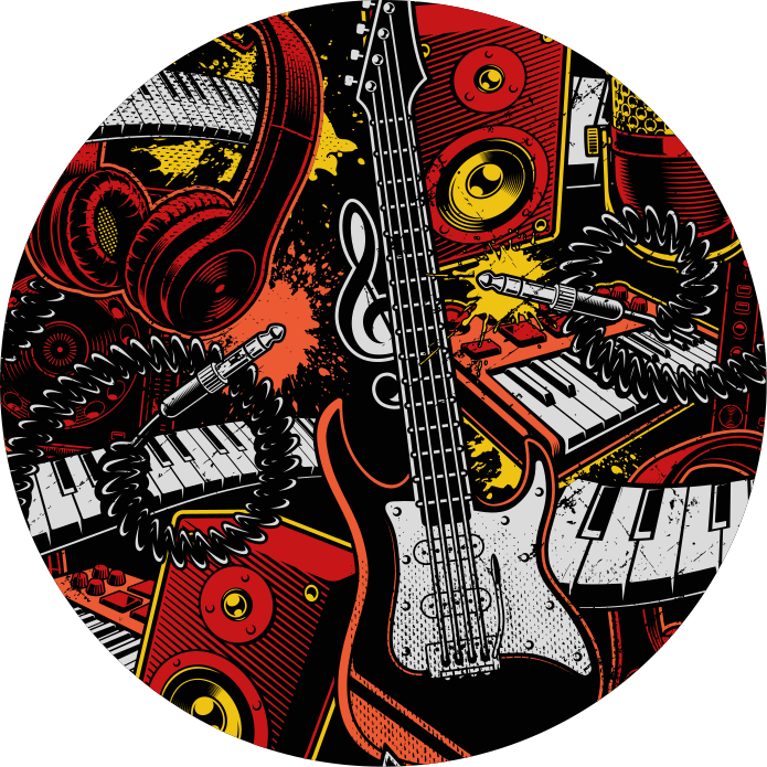 Vinyl teppich kindlich musikinstrumente chaos - TenStickers