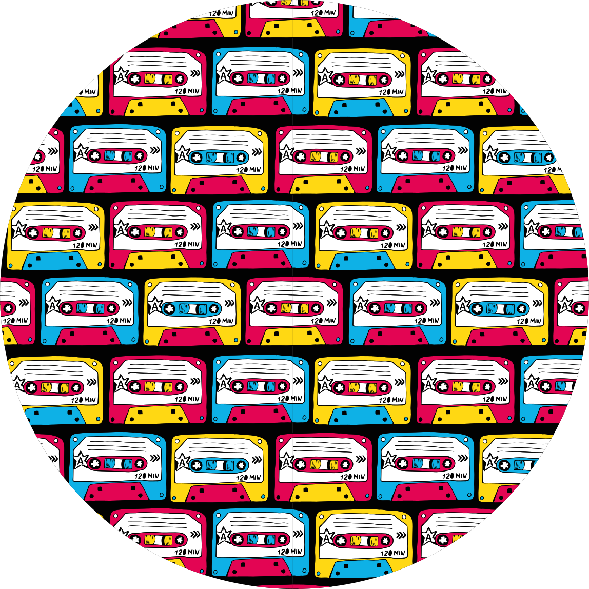 Vinyl Teppich rund Musikkassetten symbole Muster - TenStickers