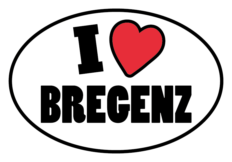 Vinylteppich Spruch Rotes herz und ich liebe bregenz satz - TenStickers