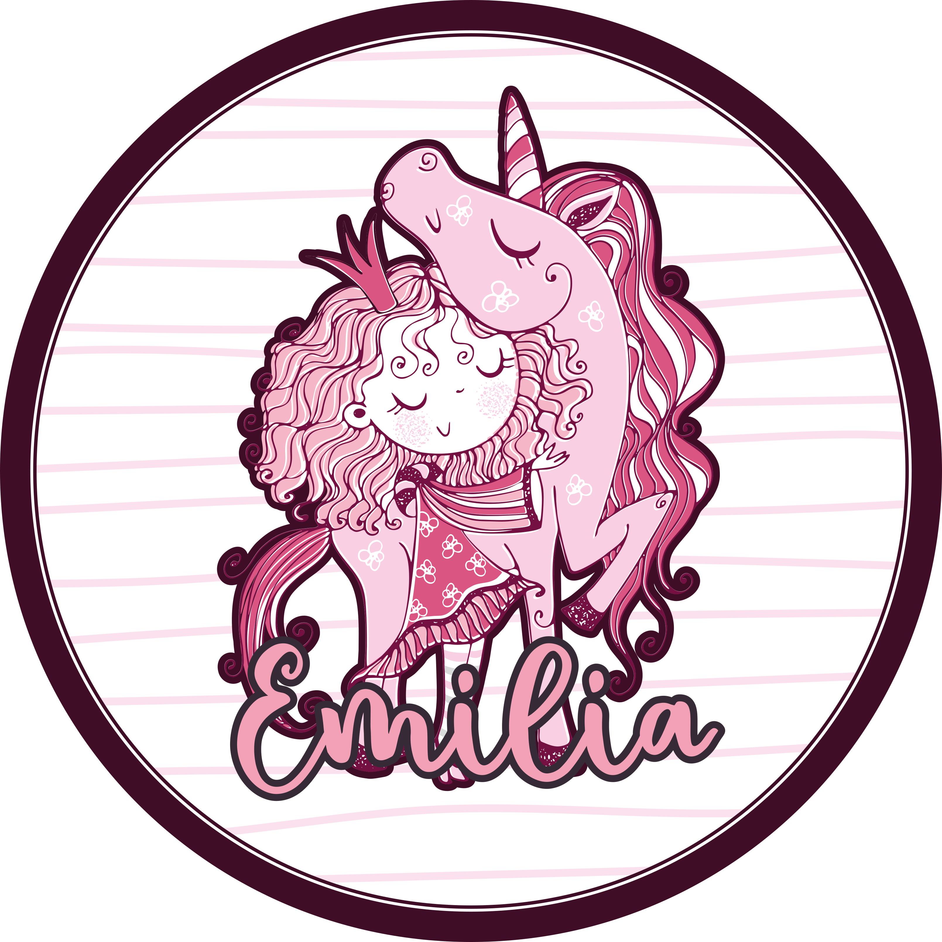 Vinyl Teppich mit Namen süßes einhorn-duo - TenStickers