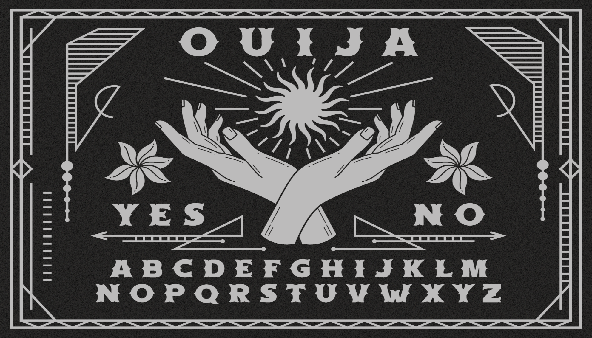 Vinylteppich Vintage Schwarz-weiß-ouija-brett - TenStickers