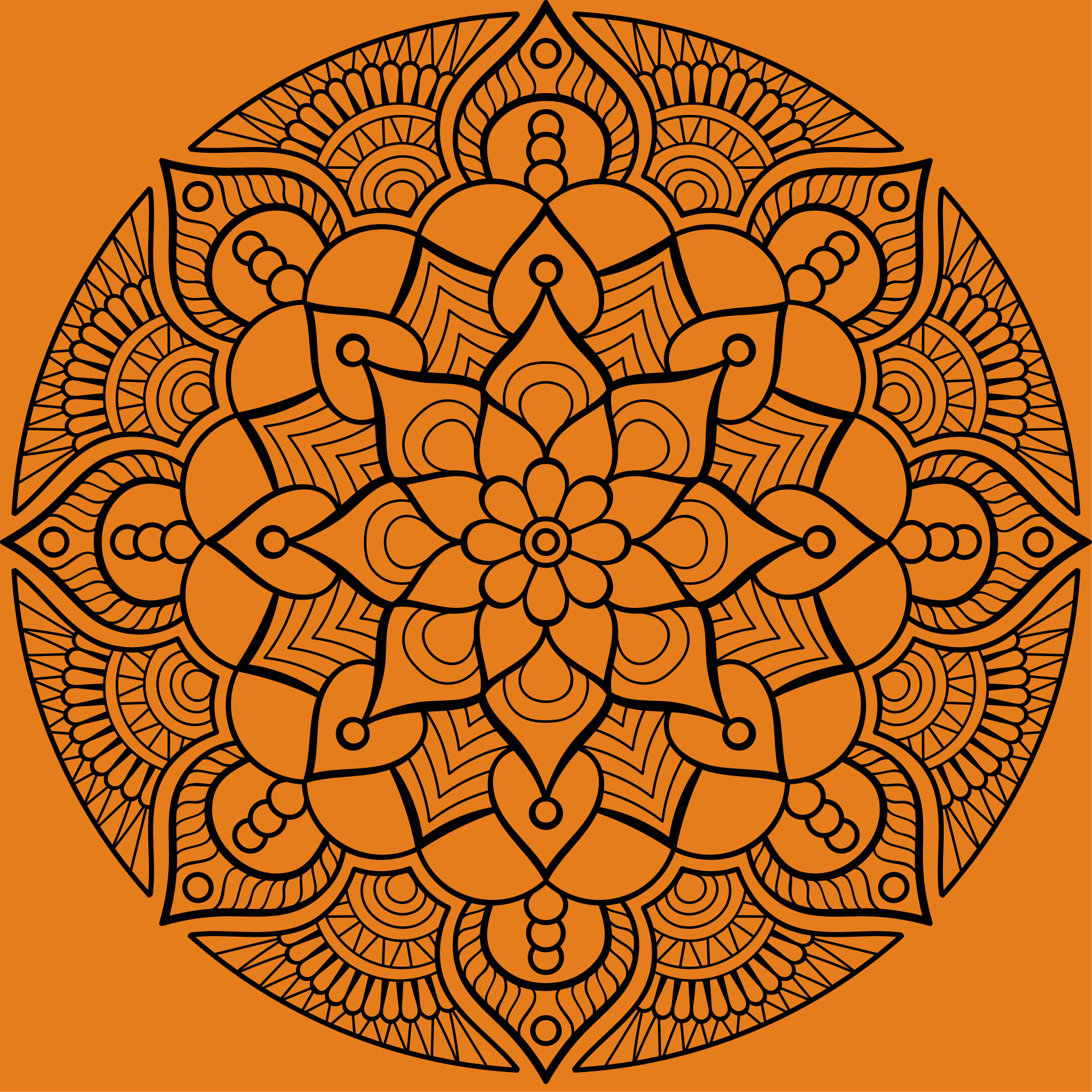 Vinyl teppich mandala in orange-mandala-muster - TenStickers