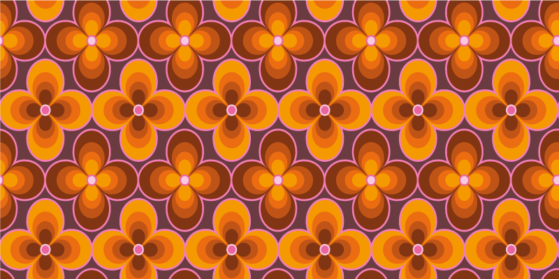 Vinylteppich rechteckig Blumen retro grooviges Muster - TenStickers