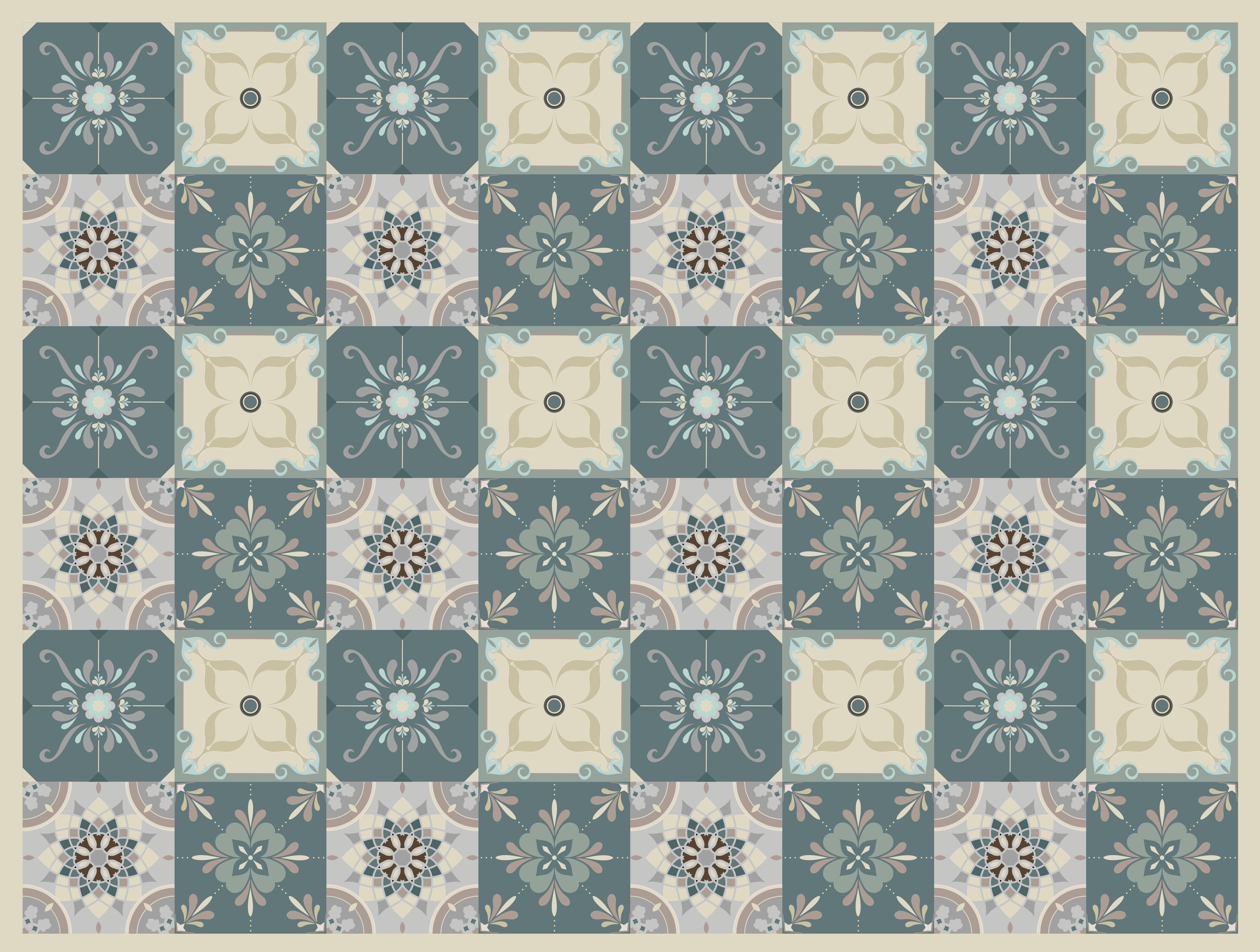 Vinylteppich mosaik mit floralen motiven - TenStickers