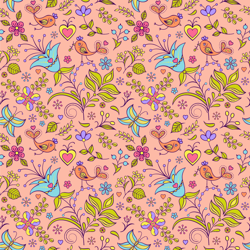 Vinyl teppich blumen mit floralen frühlingsmotiven - TenStickers