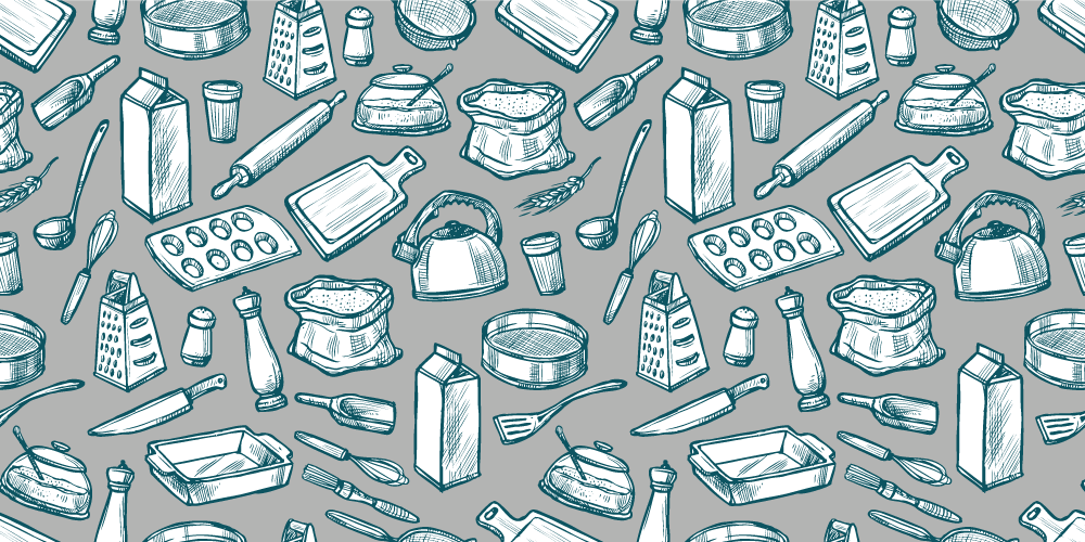 Vinyl Teppich Küche muster für kochutensilien - TenStickers