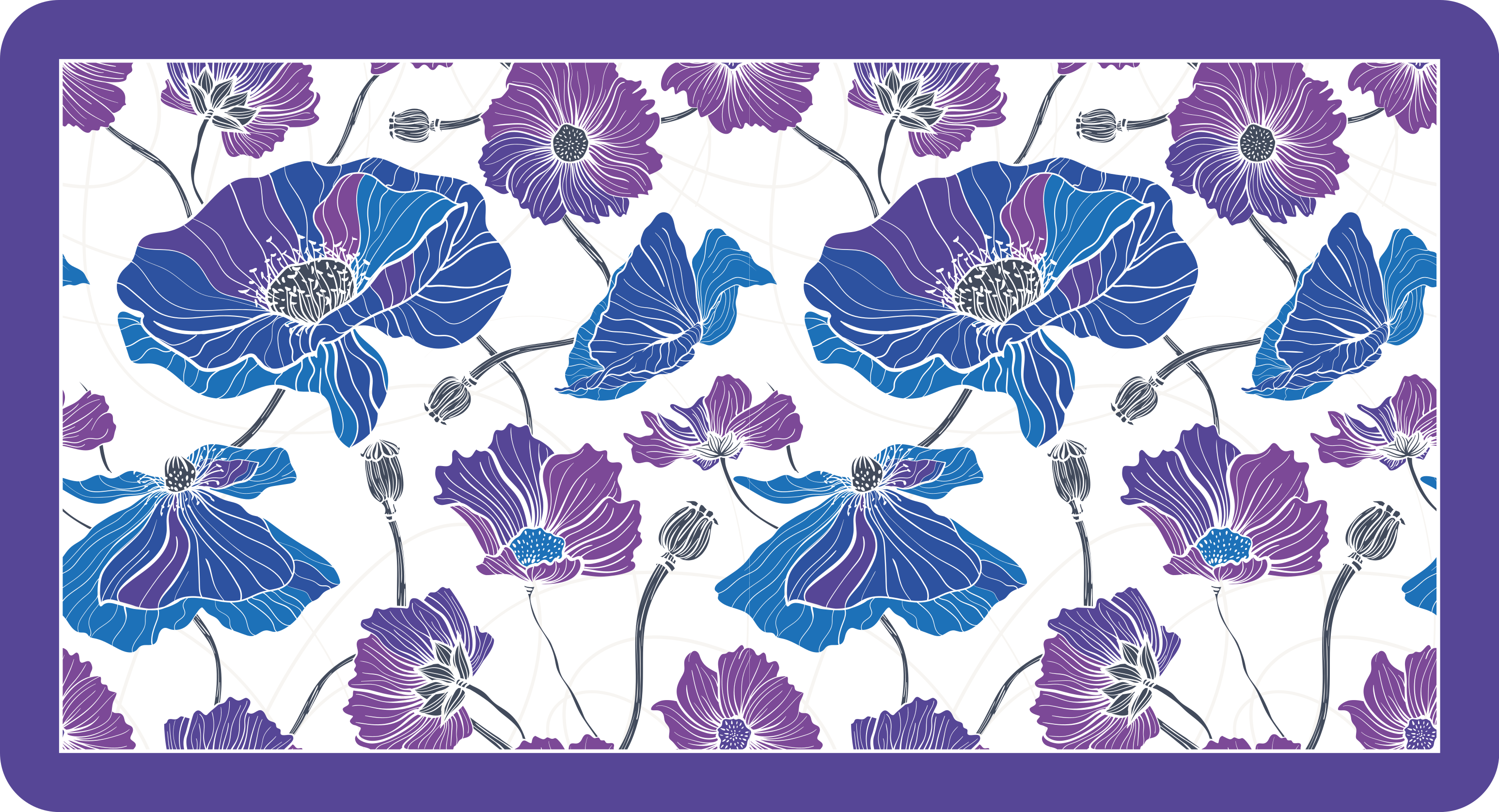 Vinyl Teppich Blumen blauer botanischer traum - TenStickers
