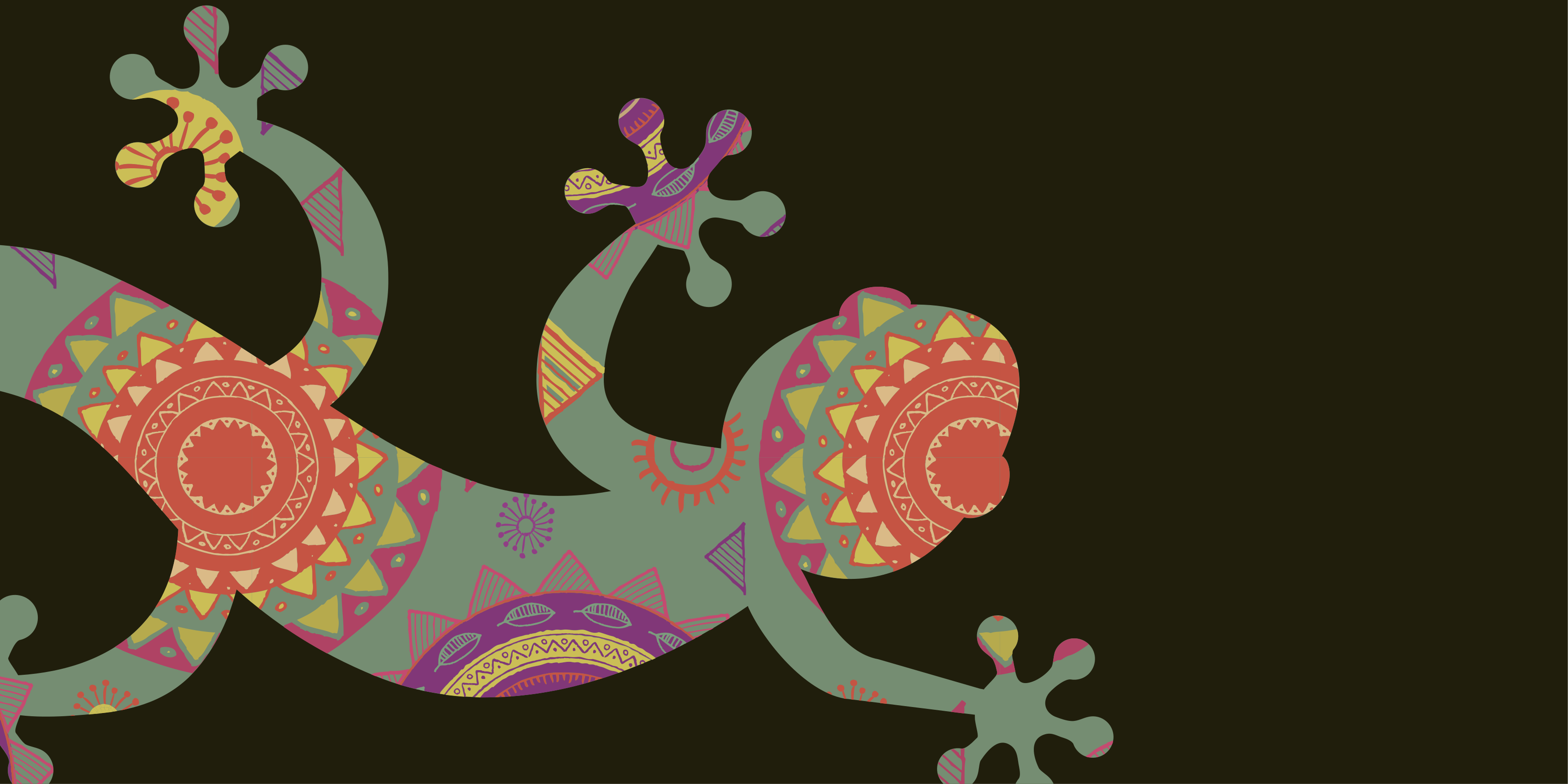 Vinylteppich Mandala Gecko mit blumenmandala - TenStickers