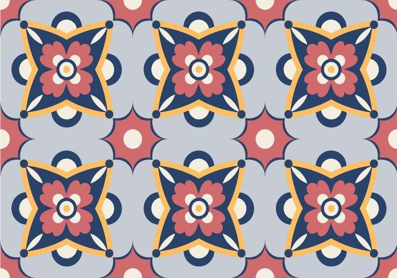 Vinylteppich Mosaik botanische graue komposition - TenStickers