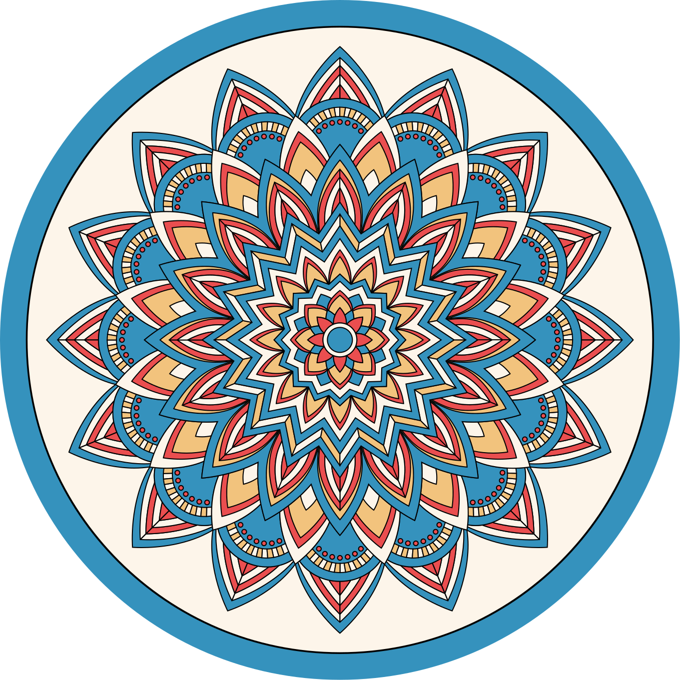 Vinylteppich Mandala Blaues und rotes blumenmandala - TenStickers
