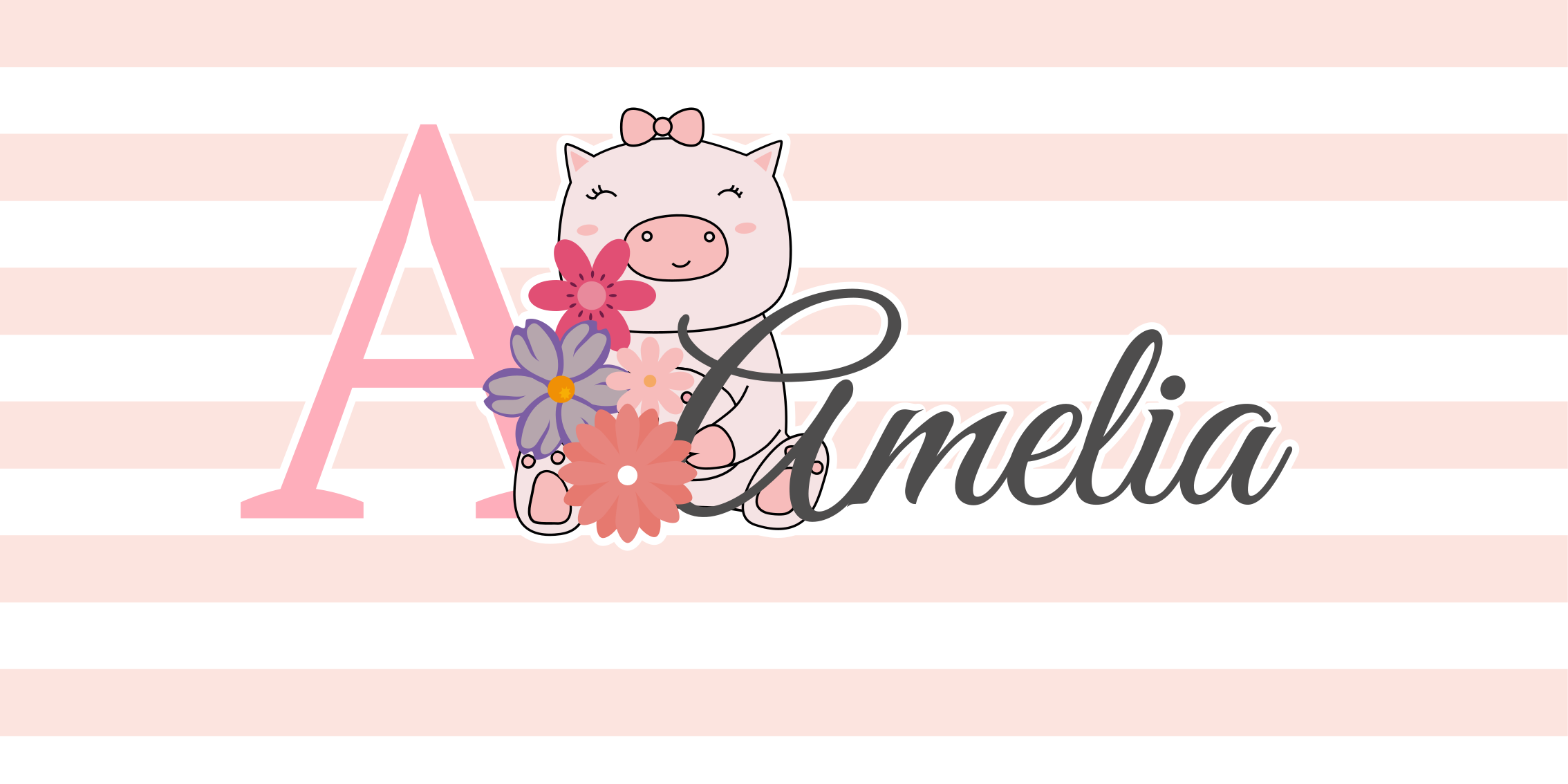 Vinyl Teppich mit Namen süße schweinillustration - TenStickers