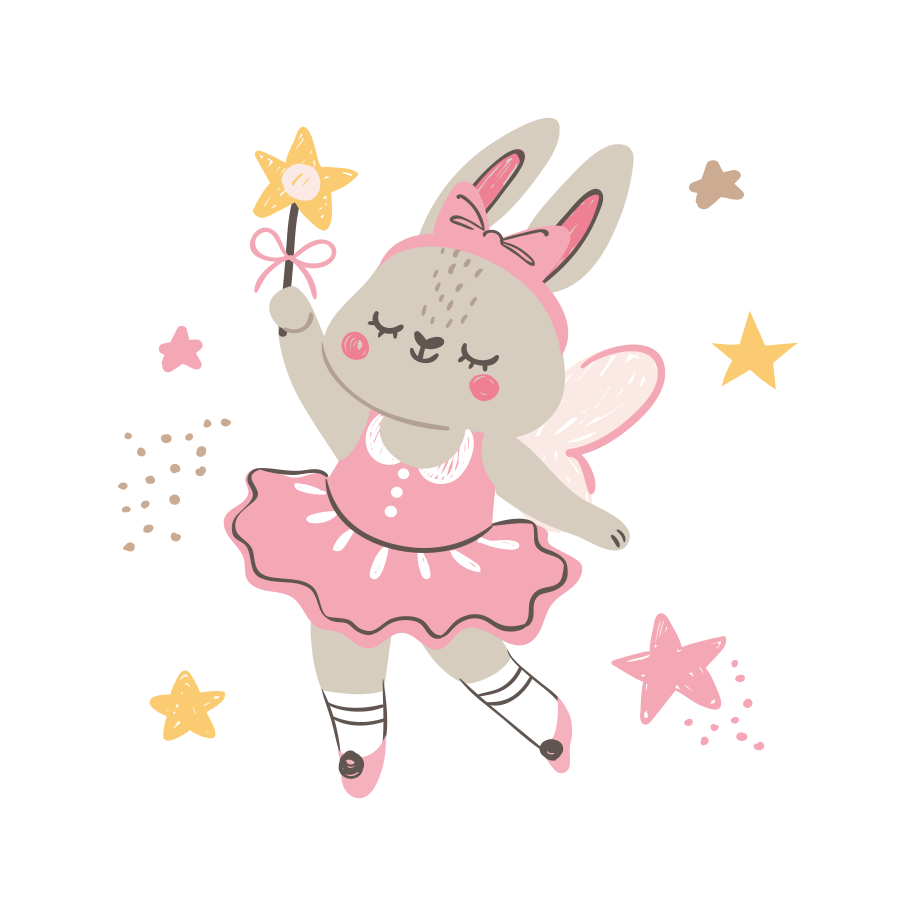 Vinyl teppich kinderzimmer tanzender hase mit zauberstab - TenStickers