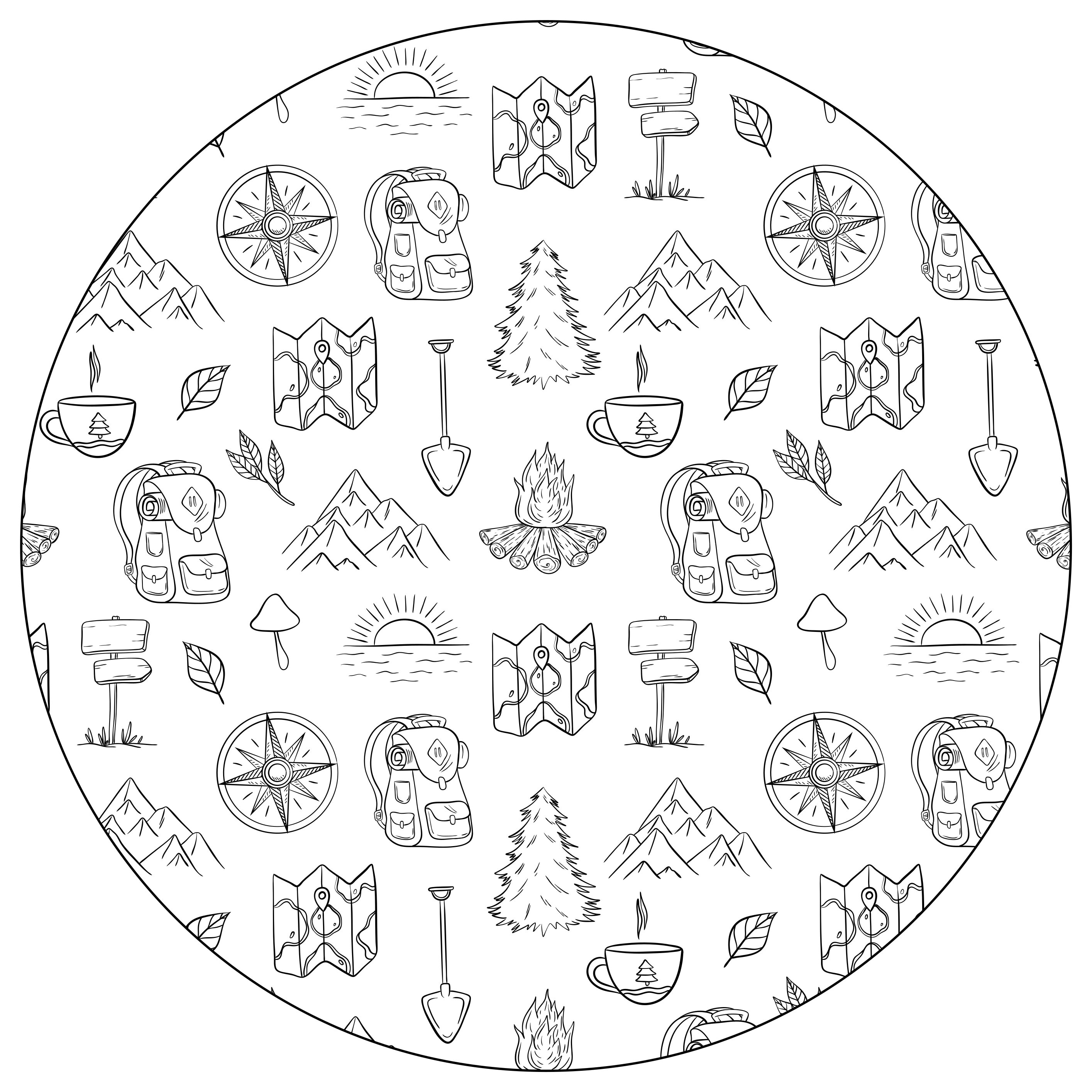 Vinyl Teppich kindlich camping-abenteuer-symbole - TenStickers