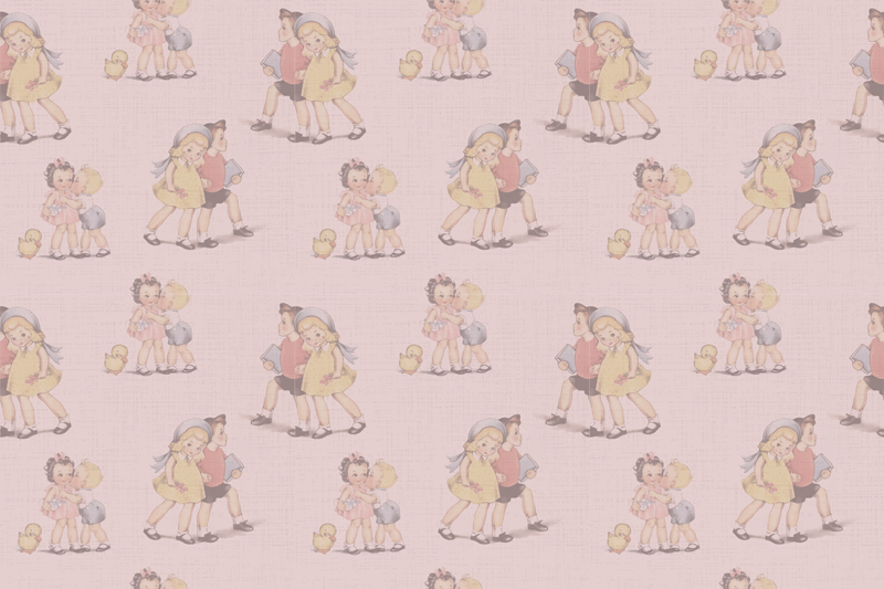 Vinyl Teppich Kinderzimmer retro verspielte freunde - TenStickers