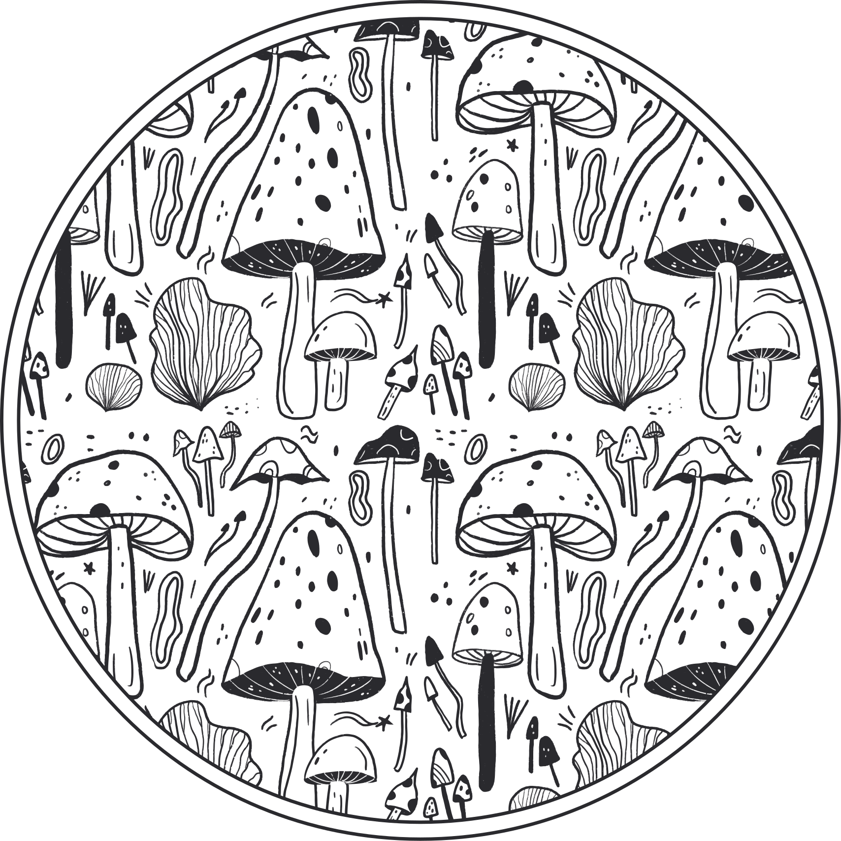 Vinyl Teppich Natur schwarz-weiße pilze - TenStickers