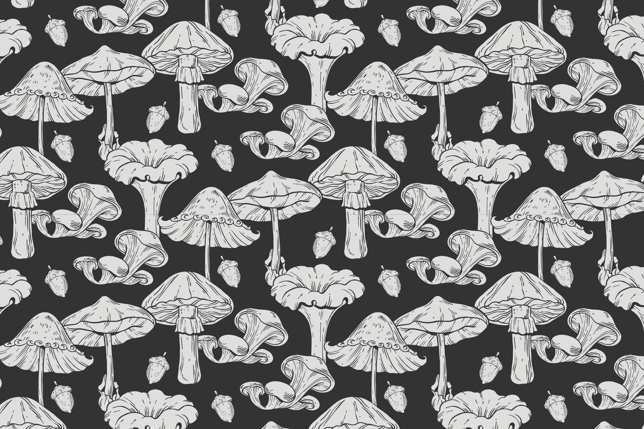 Vinylteppich Blumen Graue und schwarze abstrakte pilze - TenStickers