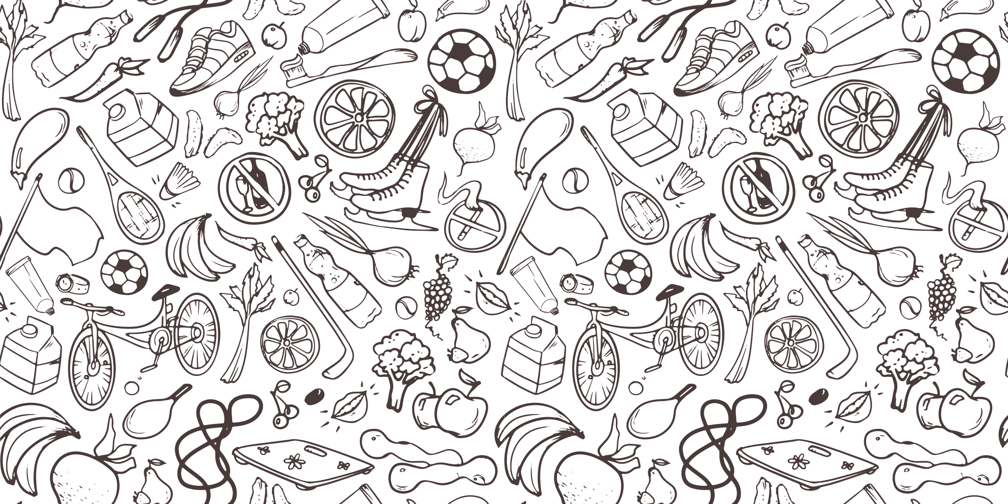 Vinylteppich modern Fitness- und sportsymbol-doodles - TenStickers