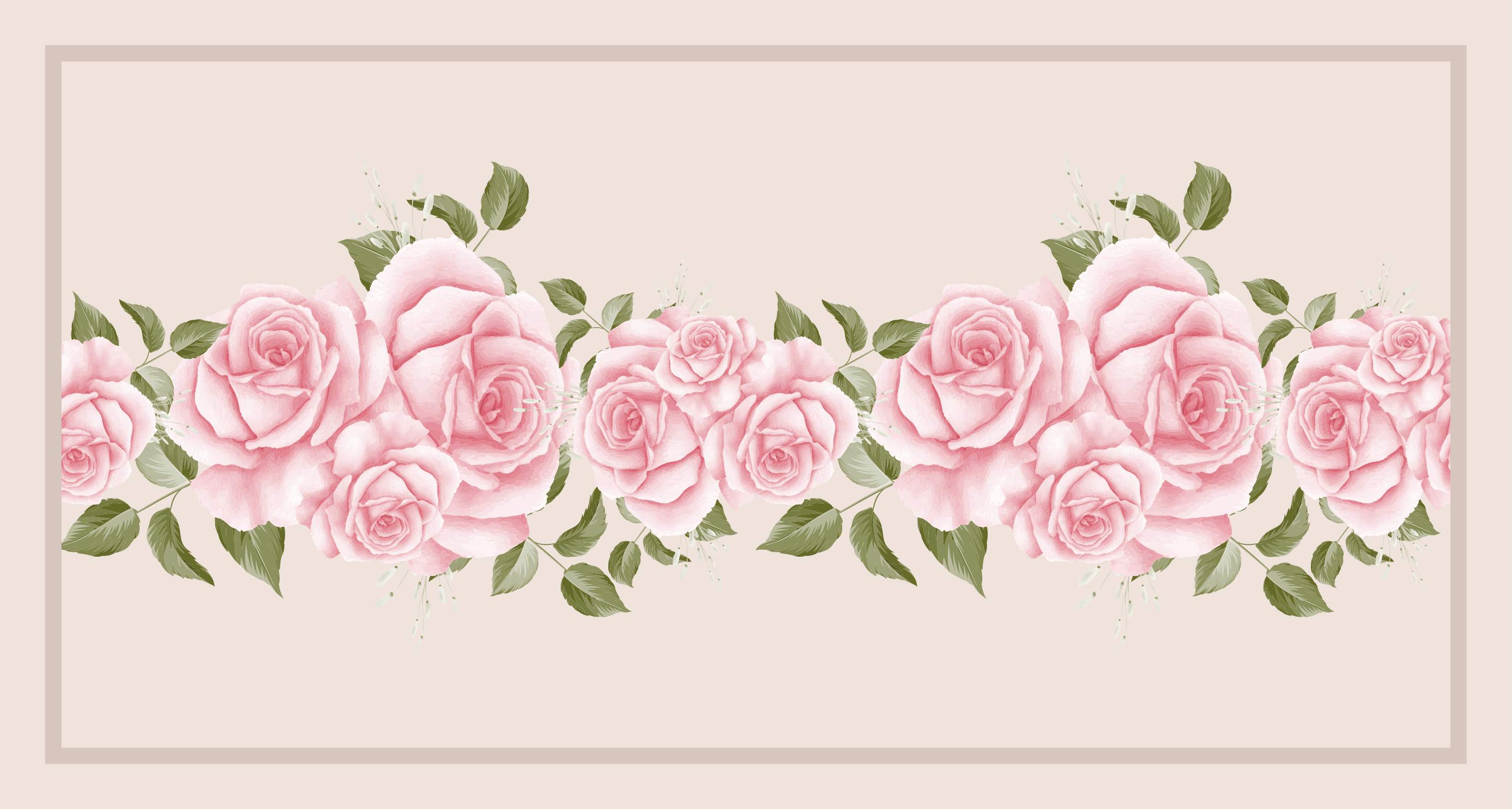 Vinylteppich Blumen Vintage rosa rosenmuster - TenStickers