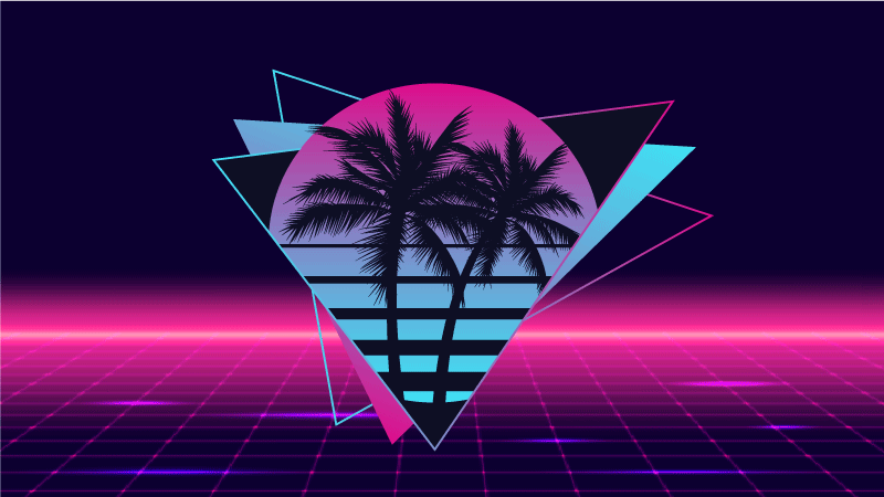 Vinylteppich Vintage Palme im vaporwave-stil - TenStickers