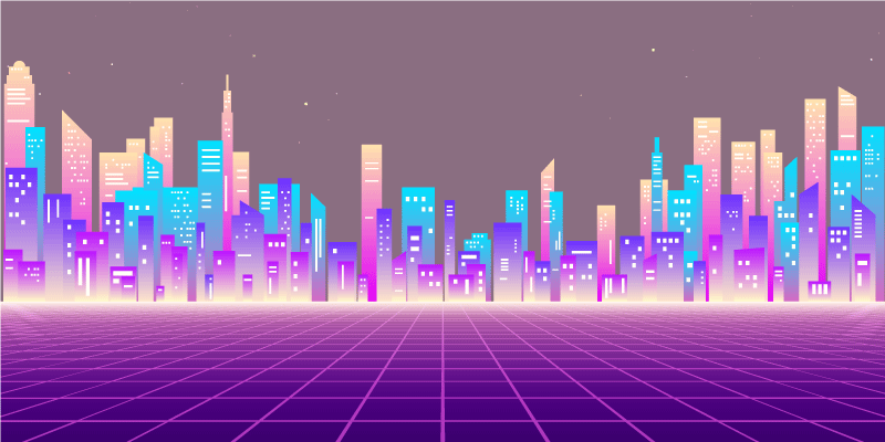 Vinyl Teppich modern neon stadtbild horizont - TenStickers