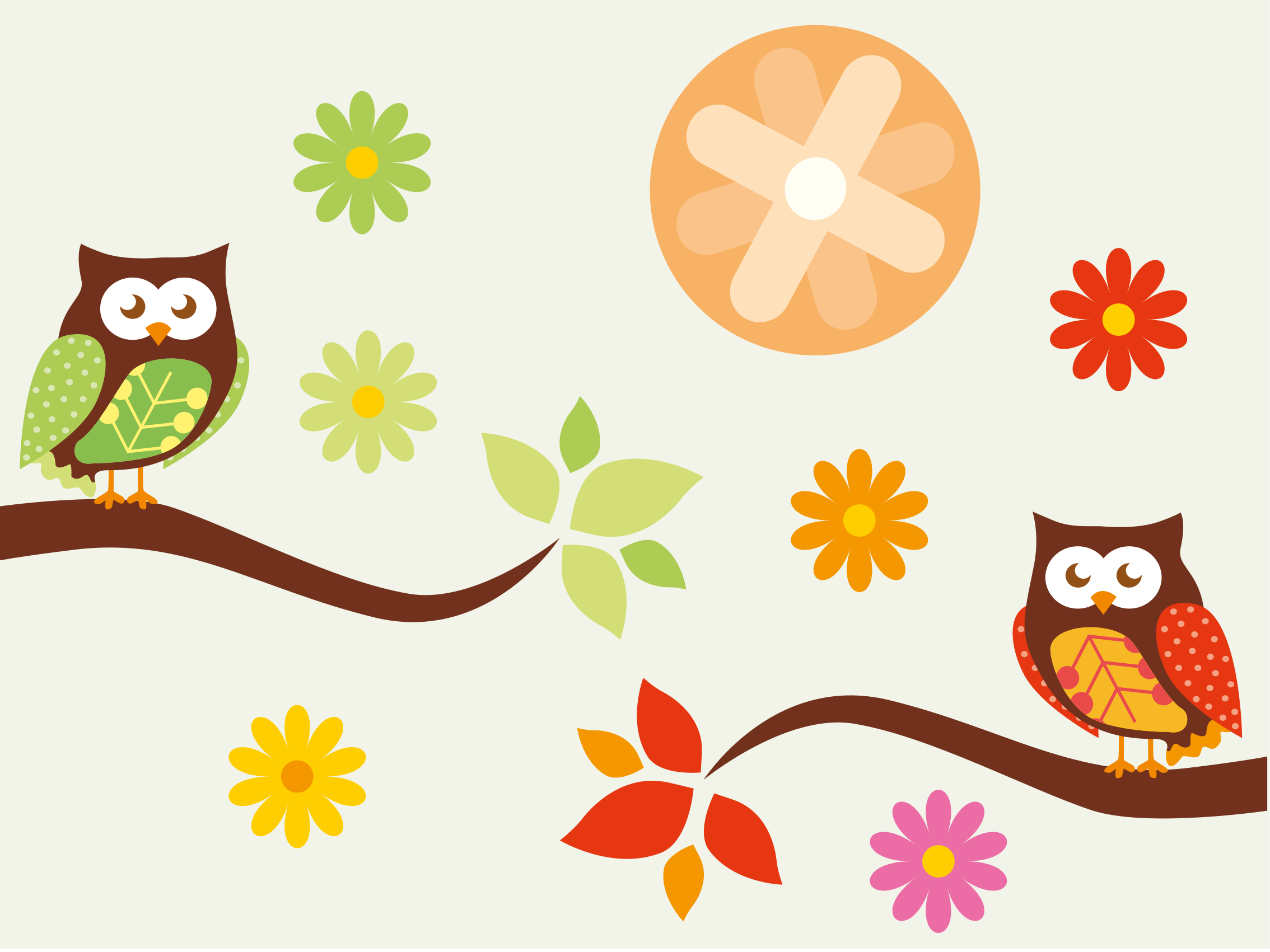 Vinyl Teppich kindlich bunte eulen fürs kinderzimmer - TenStickers