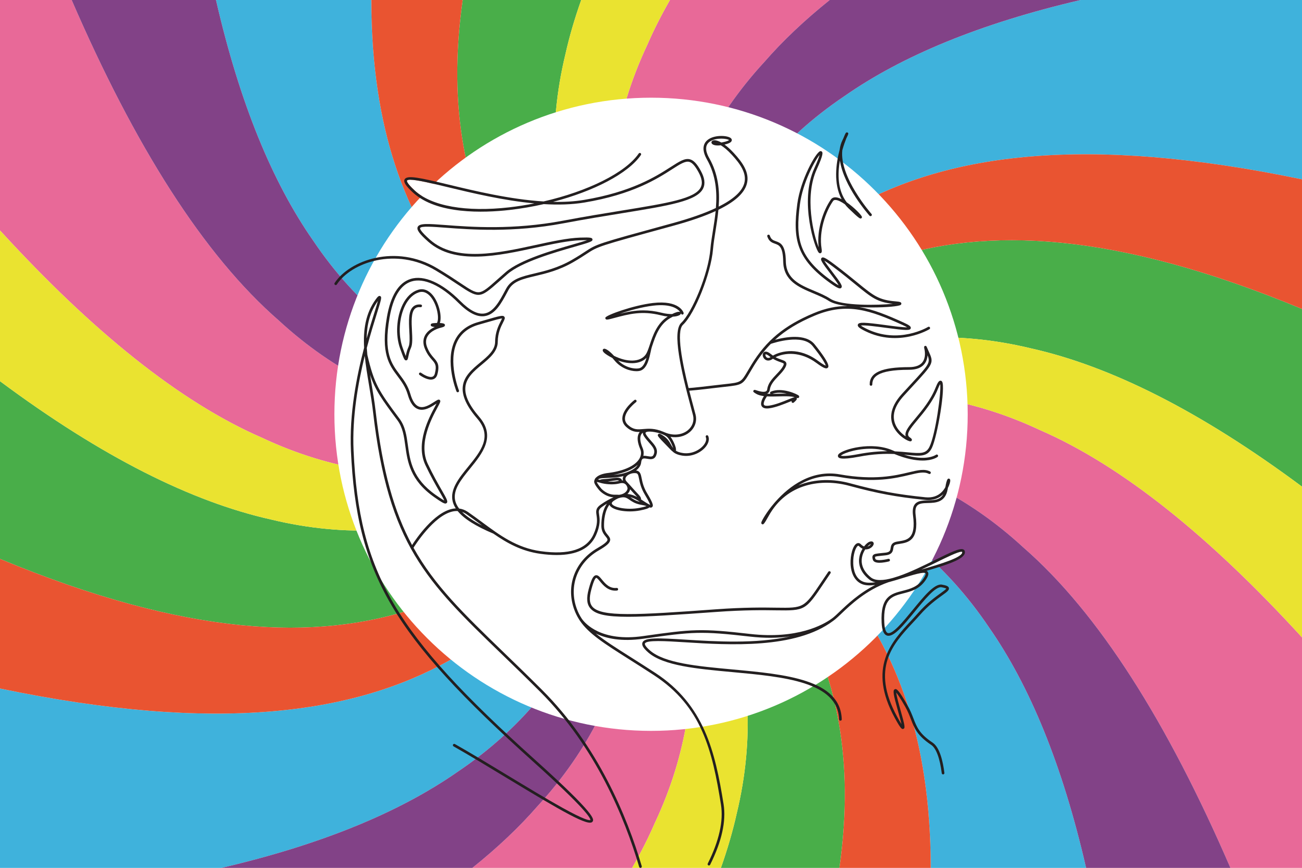 Vinyl Teppich kindlich bunte kusssilhouette - TenStickers