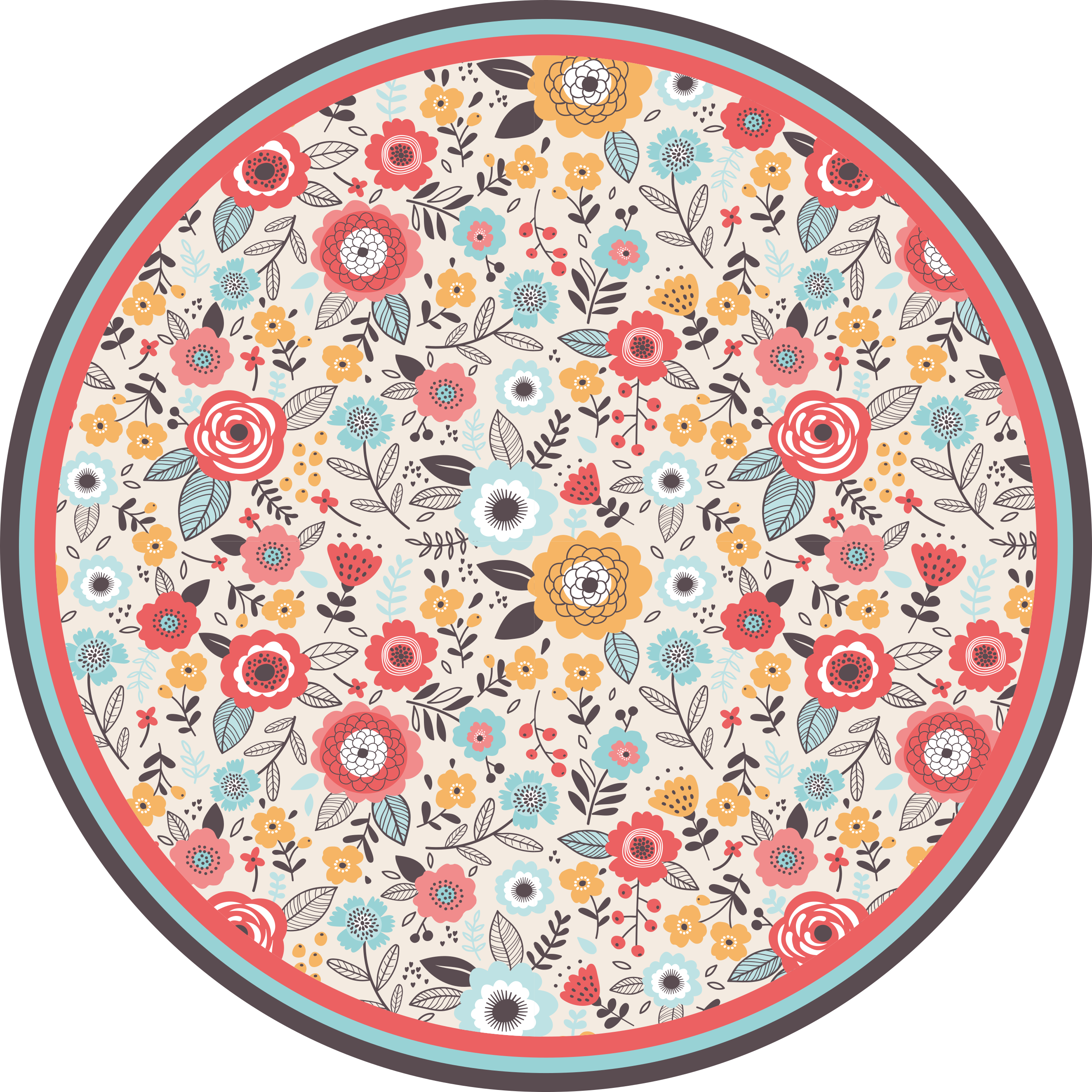 Vinyl Teppich Blumen florales kreisförmiges design - TenStickers
