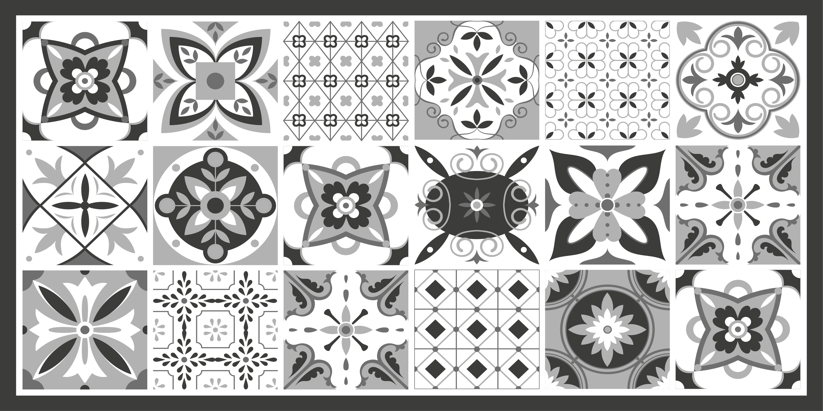 Vinyl Teppich Fliesenoptik gemustertes fliesenensemble - TenStickers