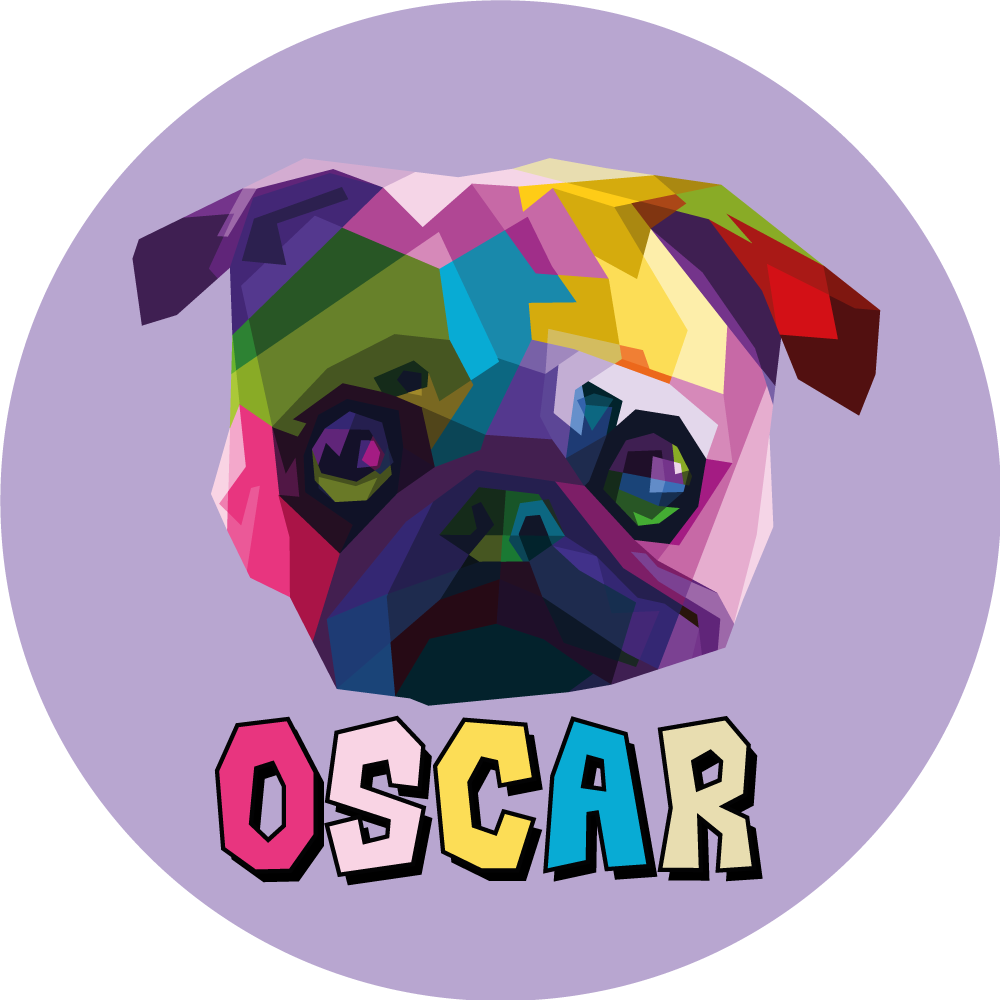 Vinyl Teppich mit Namen geometrische hundeillustration - TenStickers