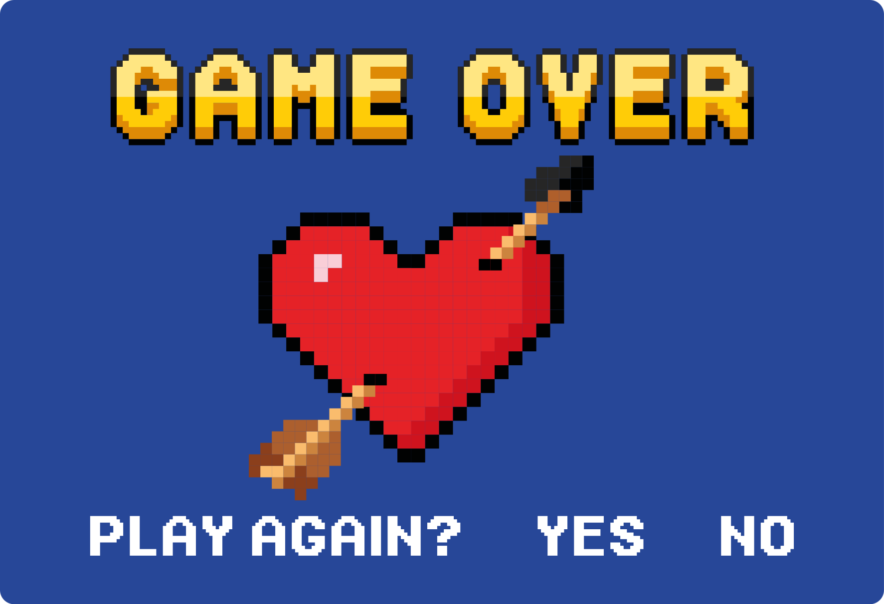Vinyl Teppich Spruch pixelated Heart Game Over - TenStickers