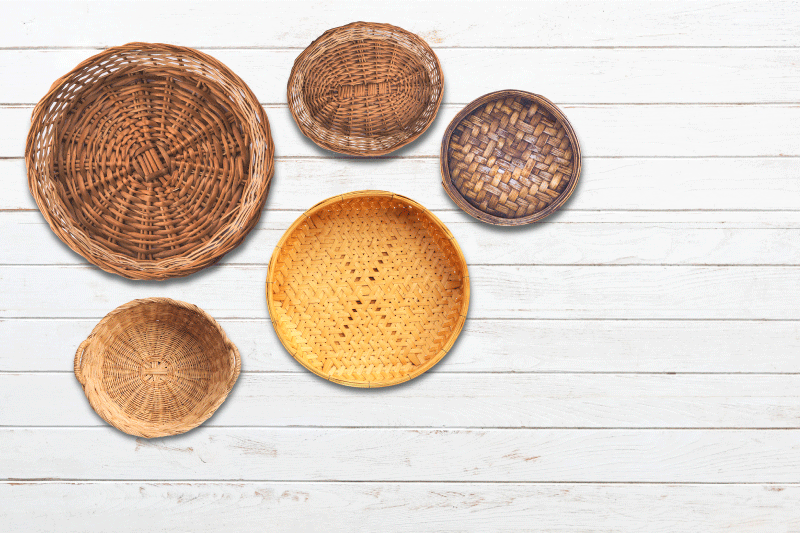 Vinyl Teppich Holz wicker Baskets Wooden Texture - TenStickers