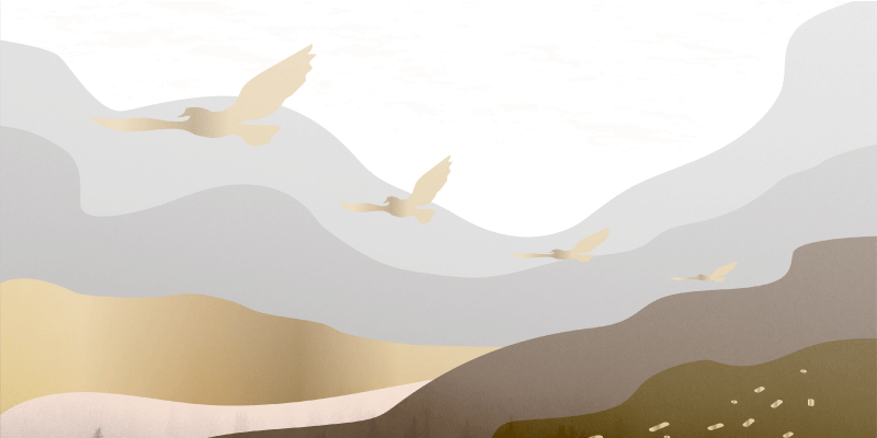 Vinylteppich Tier beruhigende Vogelsilhouette Landschaft - TenStickers