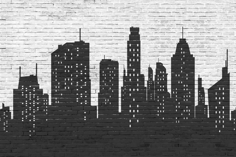 Vinylteppich Steine Brickwall-skyline - TenStickers