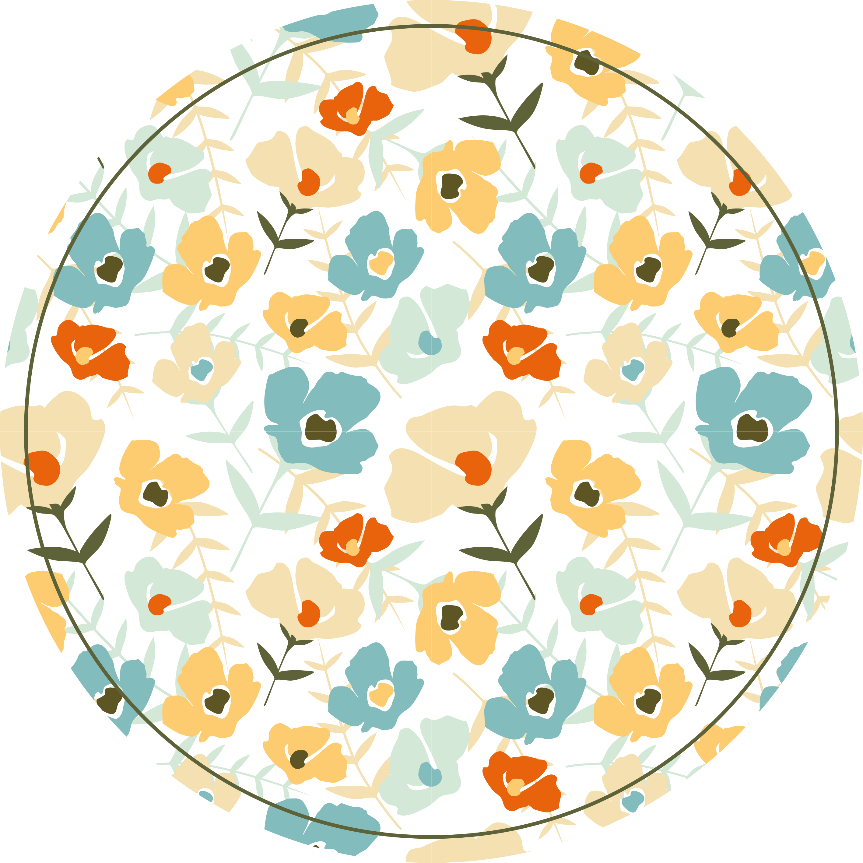 Vinyl Teppich rund Wasserfarben Blumen - TenStickers